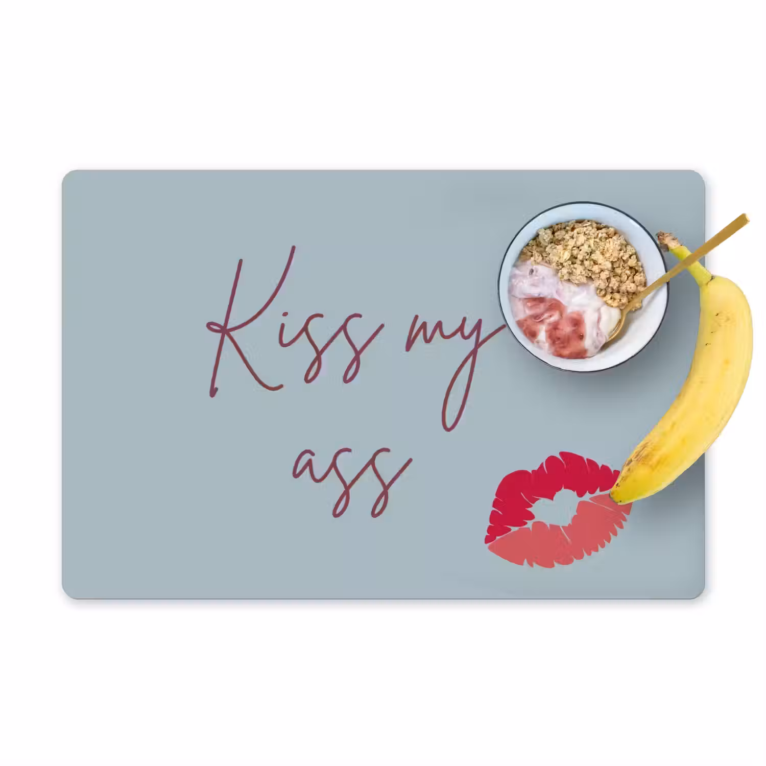 Kiss my ass - Lip - Blauw Placemat vinyl groot -zzzproduct_Kitchenyeah-website