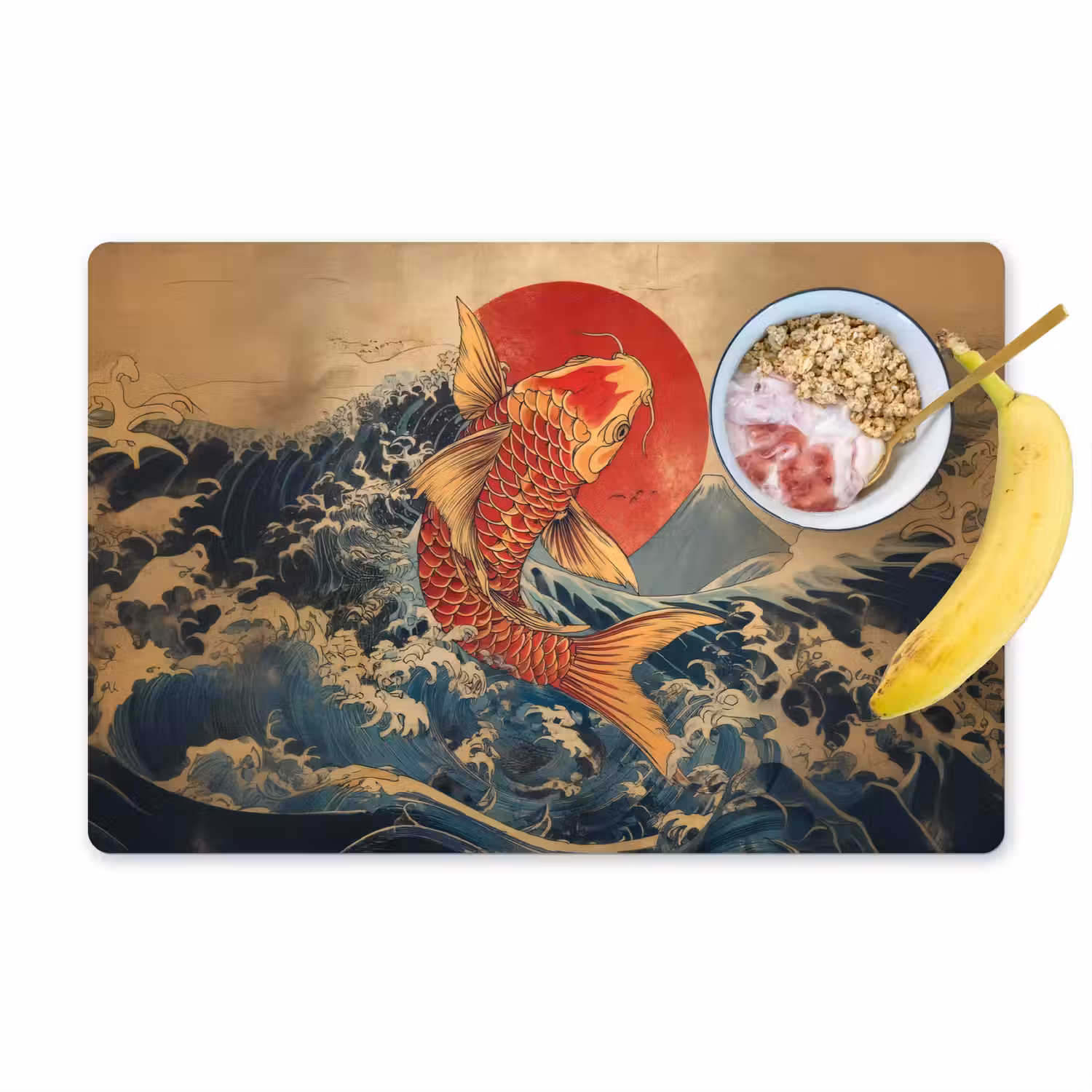 Koi - Zee - Golven - Zon Placemat vinyl groot -zzzproduct_Kitchenyeah-website