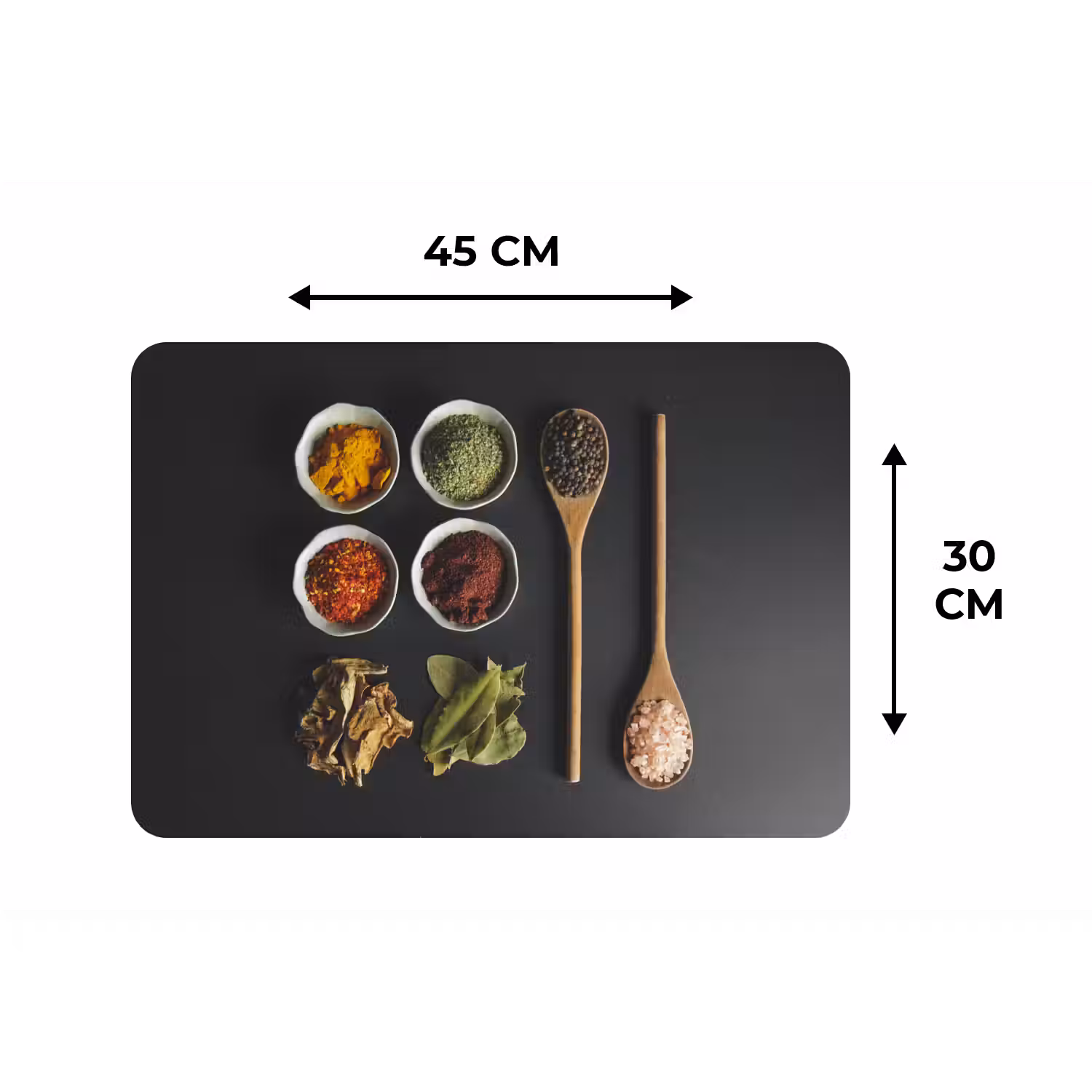 Pollepel - Specerijen - Kruiden - Groen - Bruin - Rustiek Placemat vinyl groot -specs