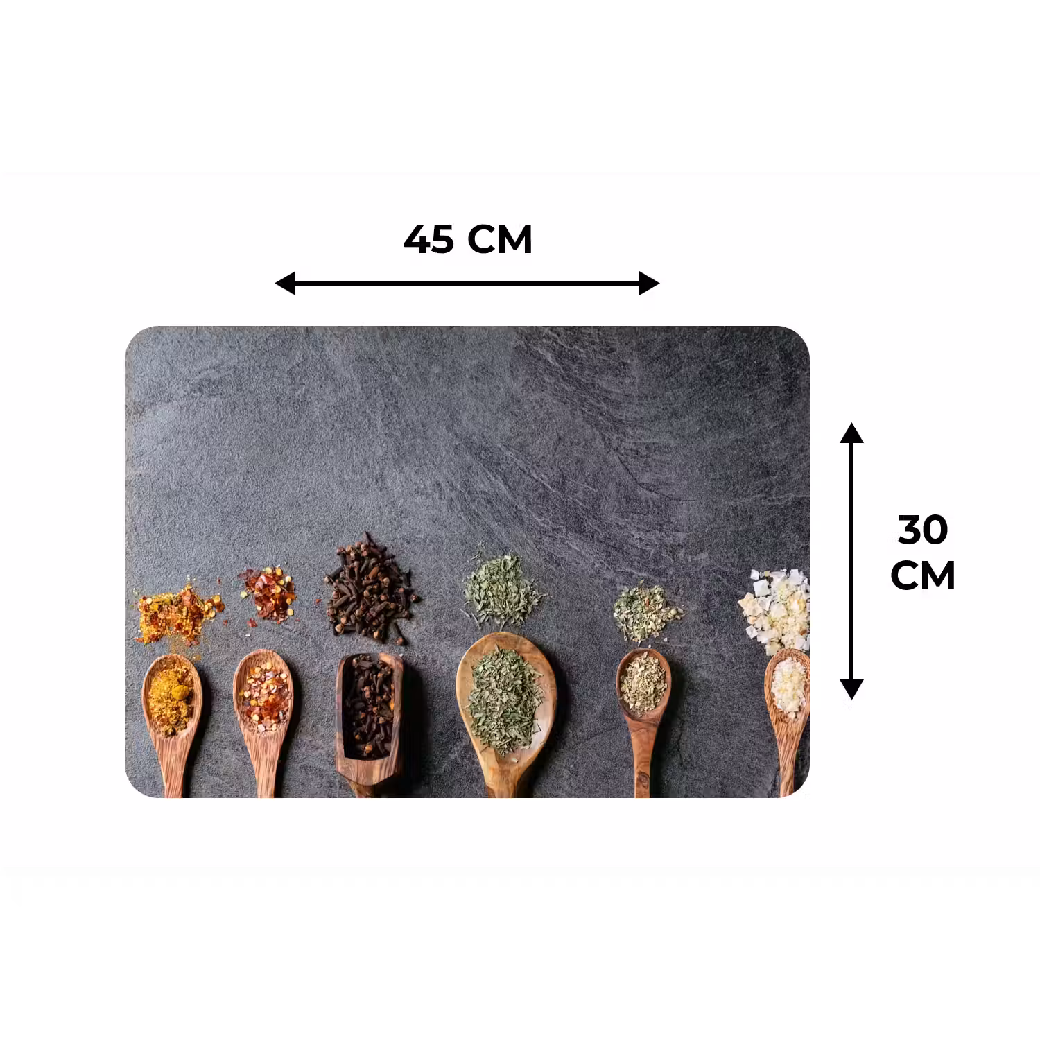 Pollepel - Kruiden - Specerijen - Industrieel Placemat vinyl groot -specs