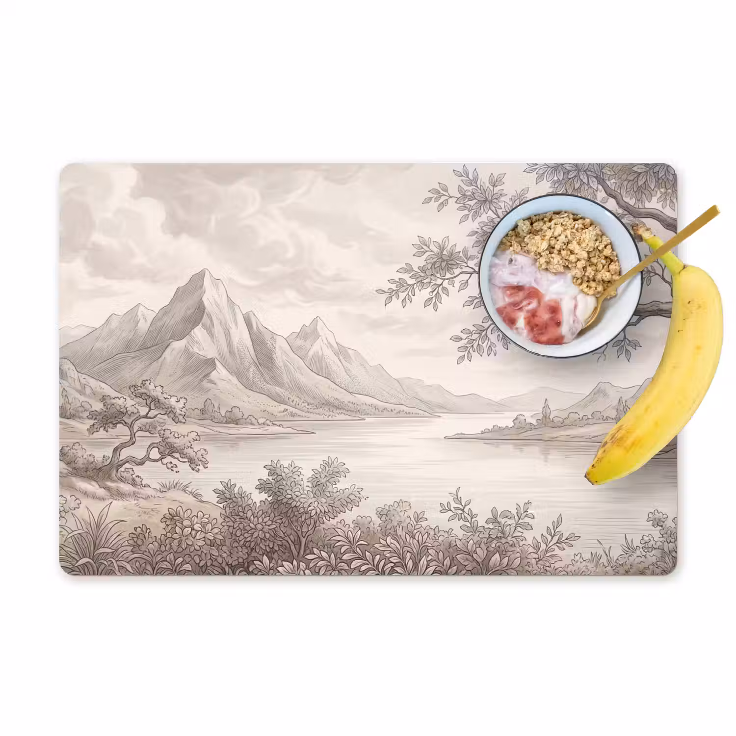 Landschap - Bergen - Meer - Natuur Placemat vinyl groot -zzzproduct_Kitchenyeah-website