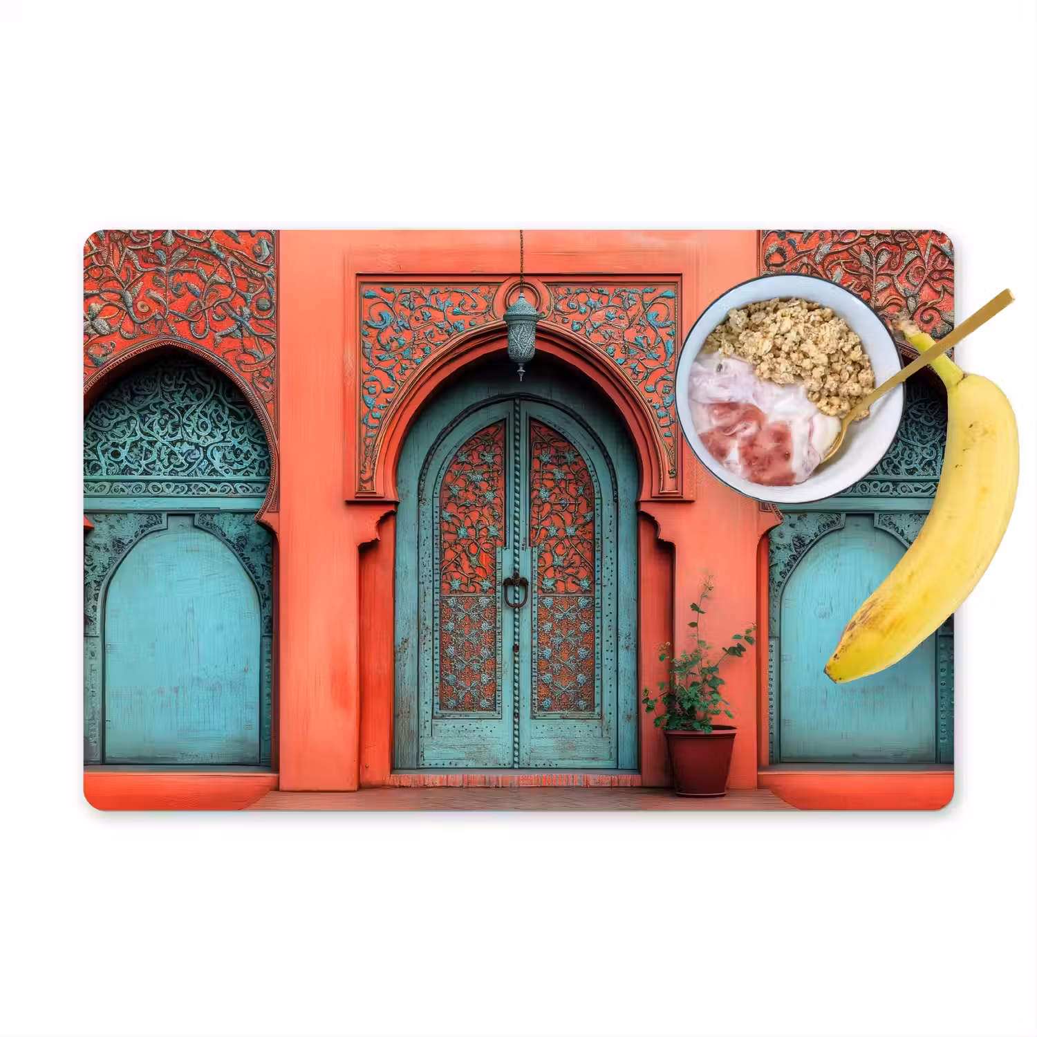 Lantaarn - Deur - Turquoise Placemat vinyl groot -zzzproduct_Kitchenyeah-website