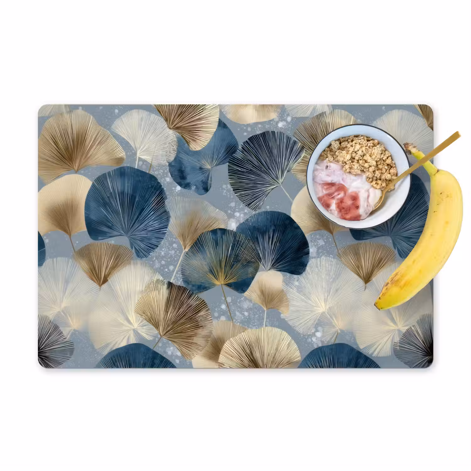 Bladeren - Abstract - Goud - Blauw Placemat vinyl groot -zzzproduct_Kitchenyeah-website