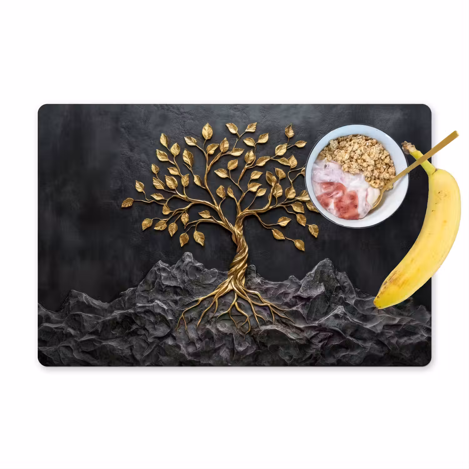 Bladeren - Goud - Boom - Rots Placemat vinyl groot -zzzproduct_Kitchenyeah-website