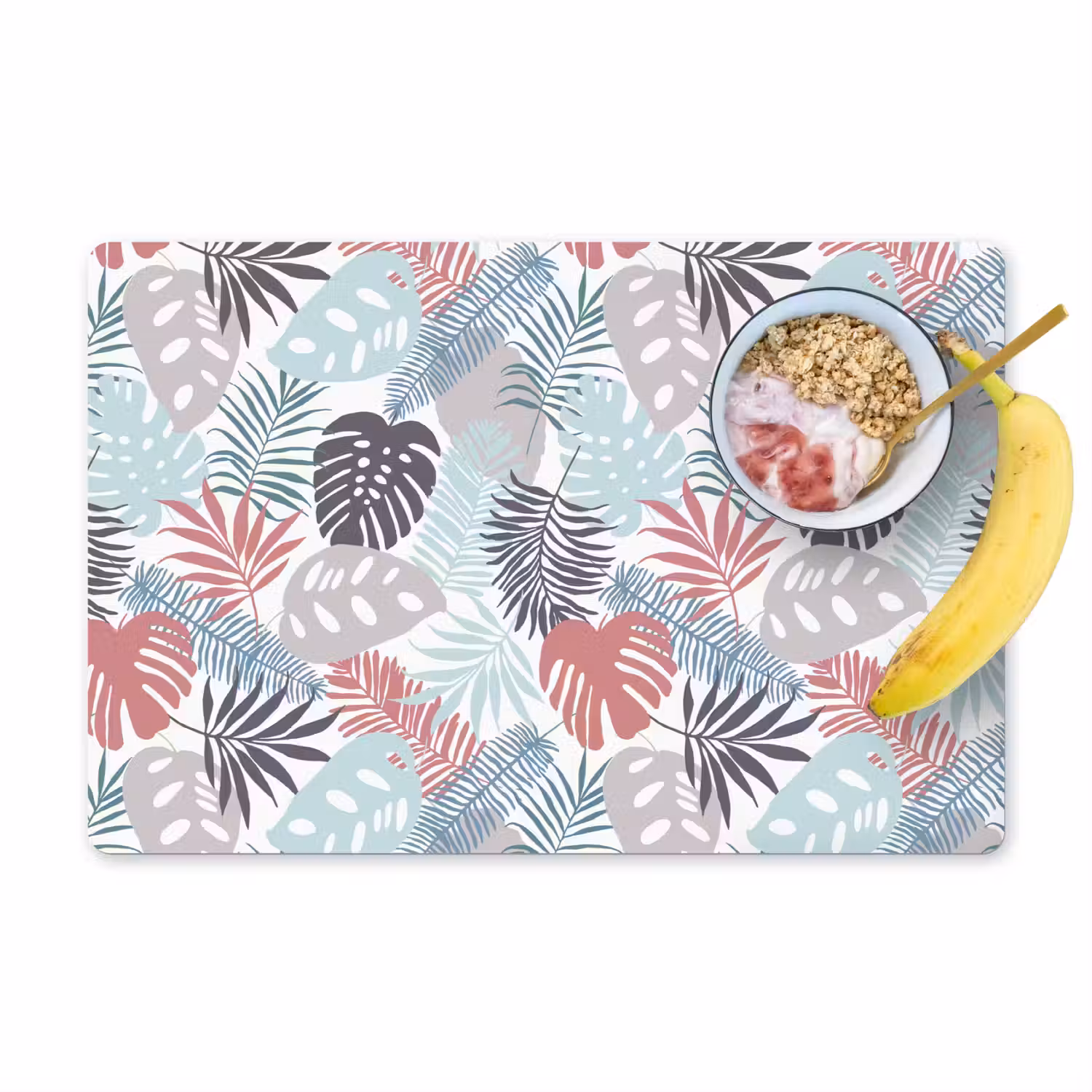 Bladeren - Jungle - Pastel - Tropisch Placemat vinyl groot -zzzproduct_Kitchenyeah-website