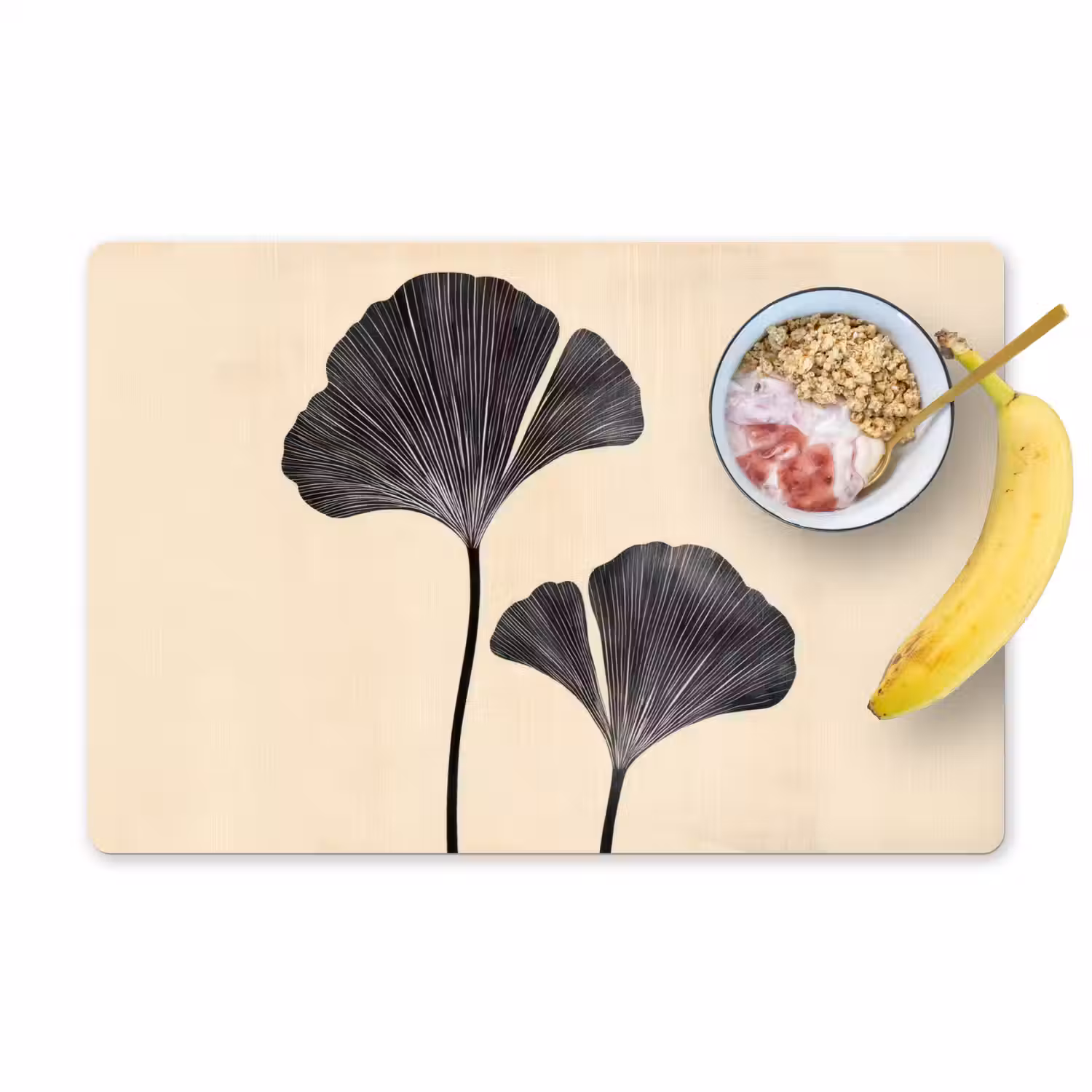 Bladeren - Minimalistisch - Zwart Placemat vinyl groot -zzzproduct_Kitchenyeah-website