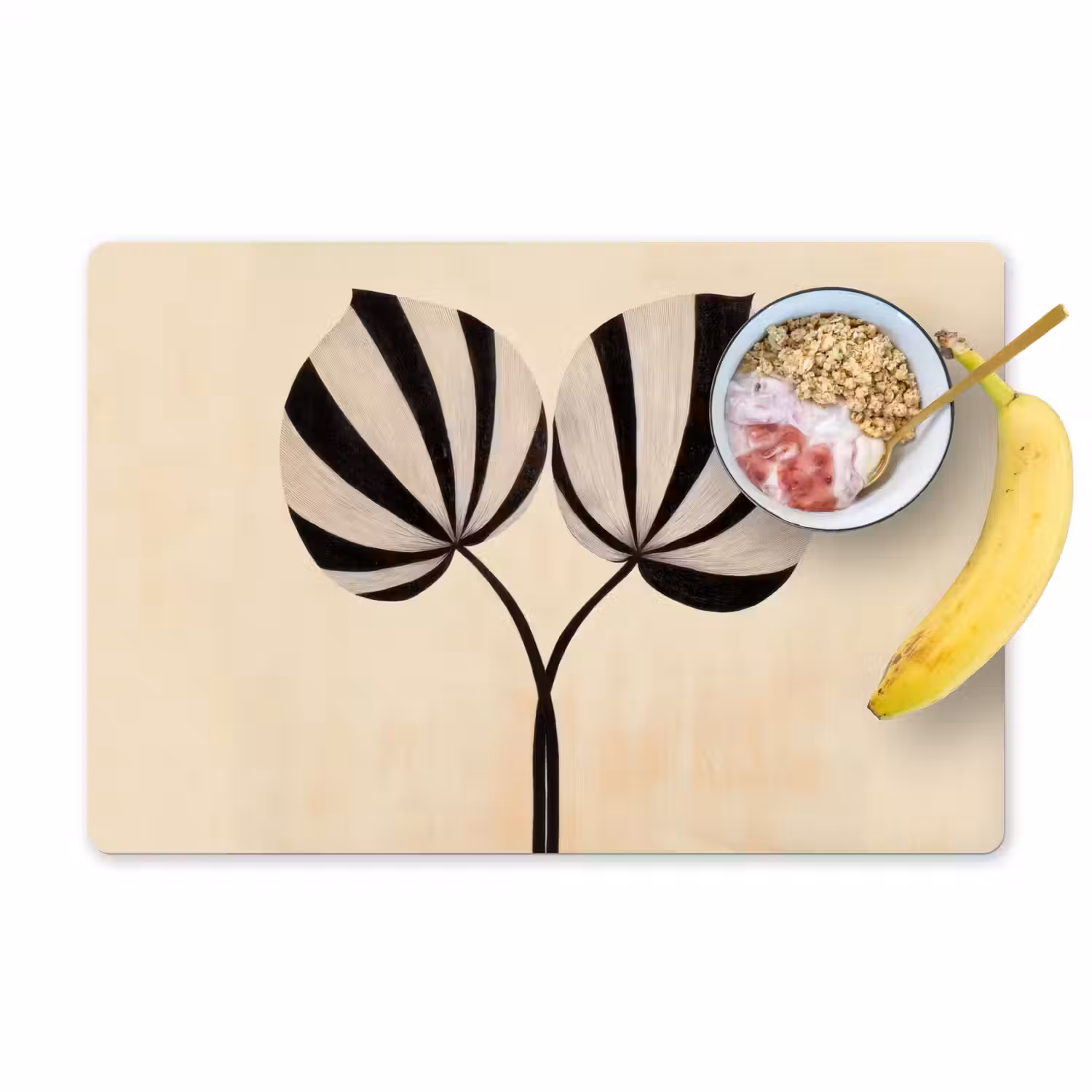 Bladeren - Gestreept - Stengel - Beige Placemat vinyl groot -zzzproduct_Kitchenyeah-website