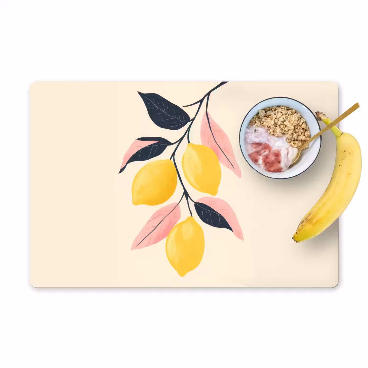 Citroenen - Felgeel - Tak - Bladeren Placemat vinyl groot -zzzproduct_Kitchenyeah-website