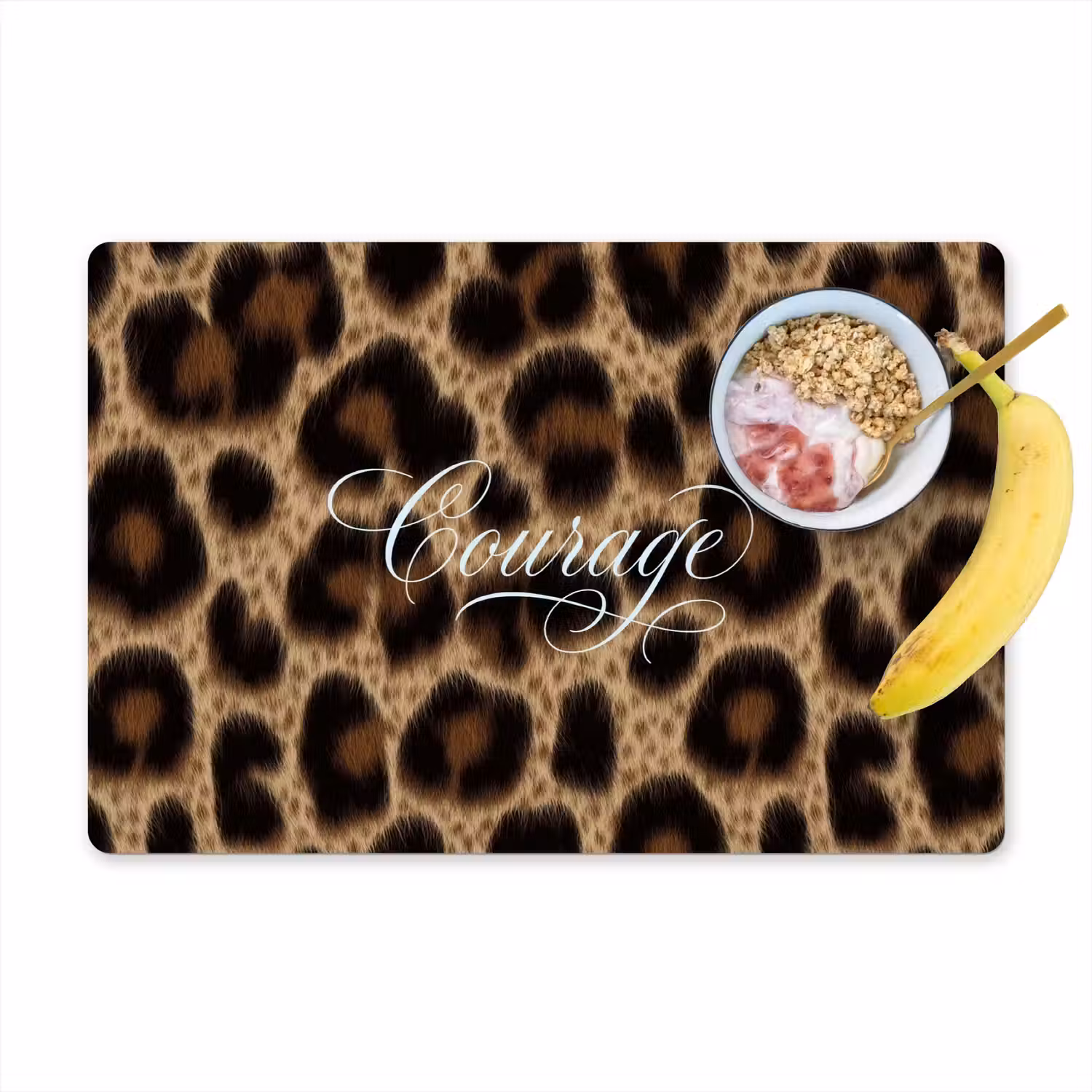 Luipaardprint - Bruin - Courage - Sierlijk Placemat vinyl groot -zzzproduct_Kitchenyeah-website