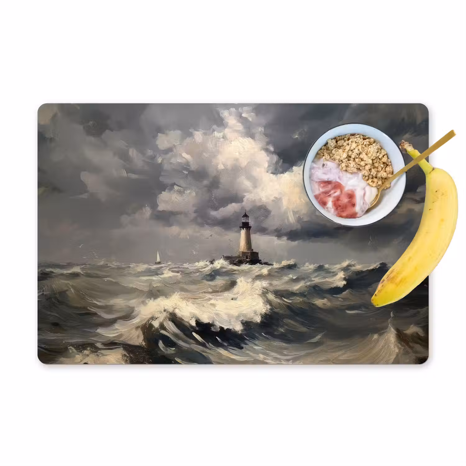 Vuurtoren - Golven - Storm Placemat vinyl groot -zzzproduct_Kitchenyeah-website