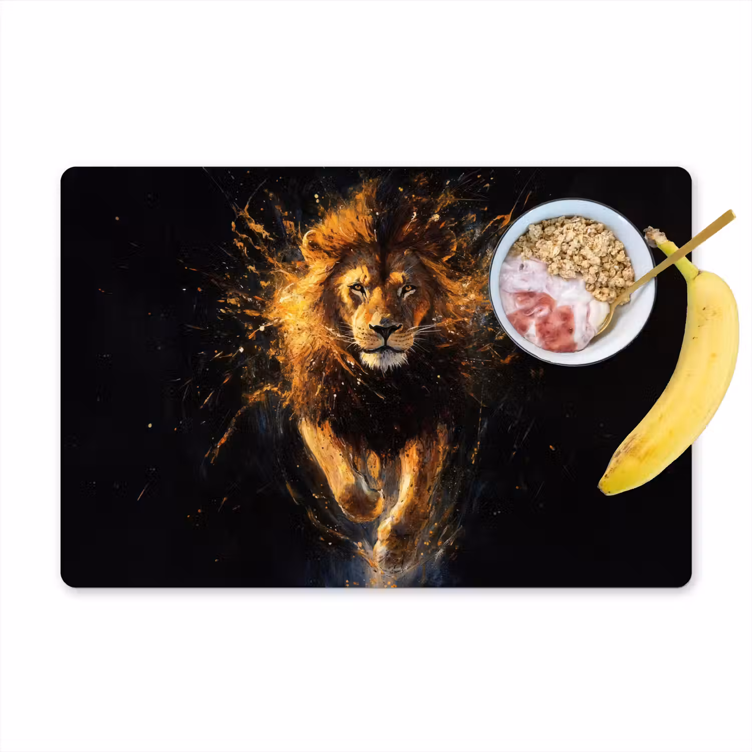 Leeuw - Zwart - Oranje - Verf Placemat vinyl groot -zzzproduct_Kitchenyeah-website
