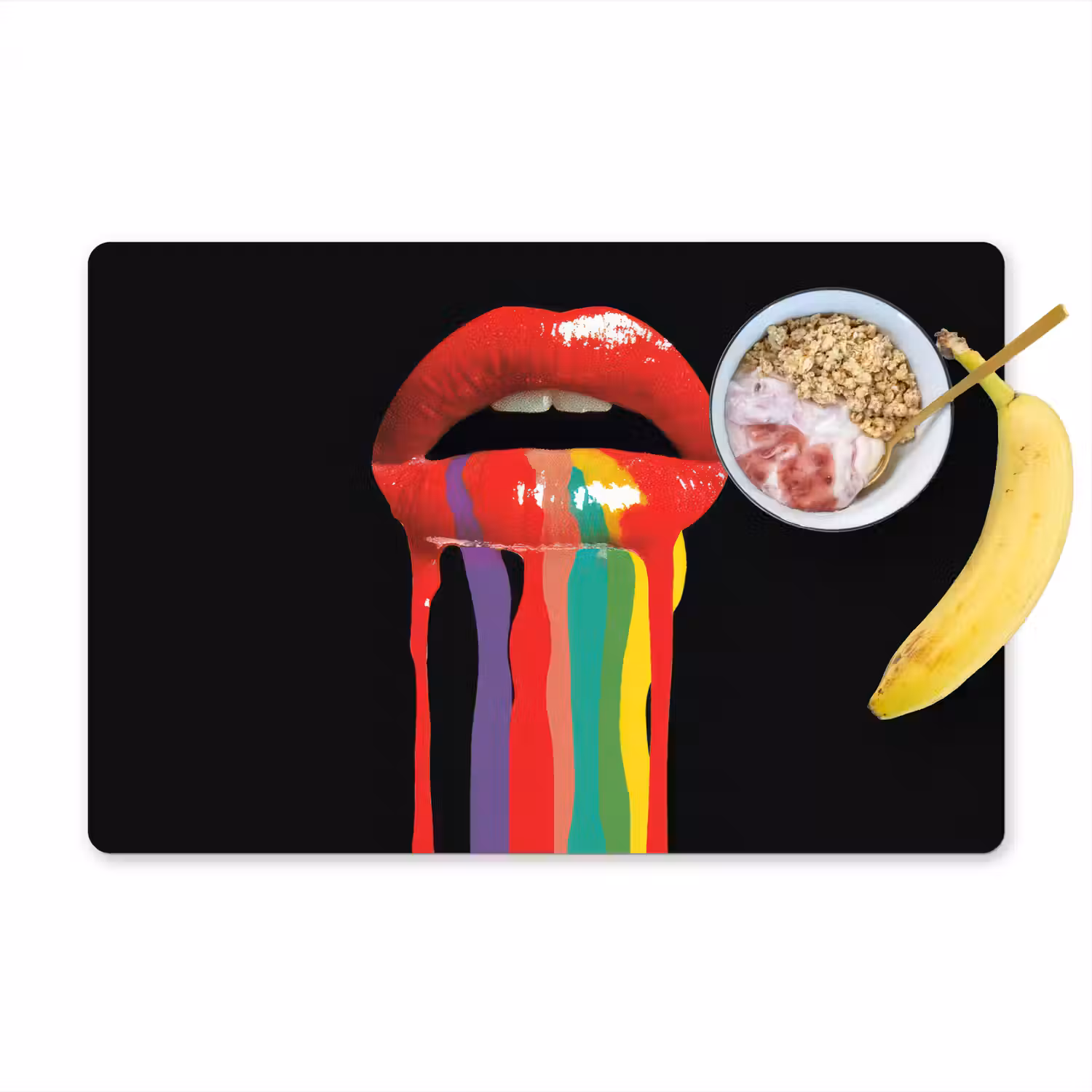 Lippen - Kleuren - Zwart Placemat vinyl groot -zzzproduct_Kitchenyeah-website