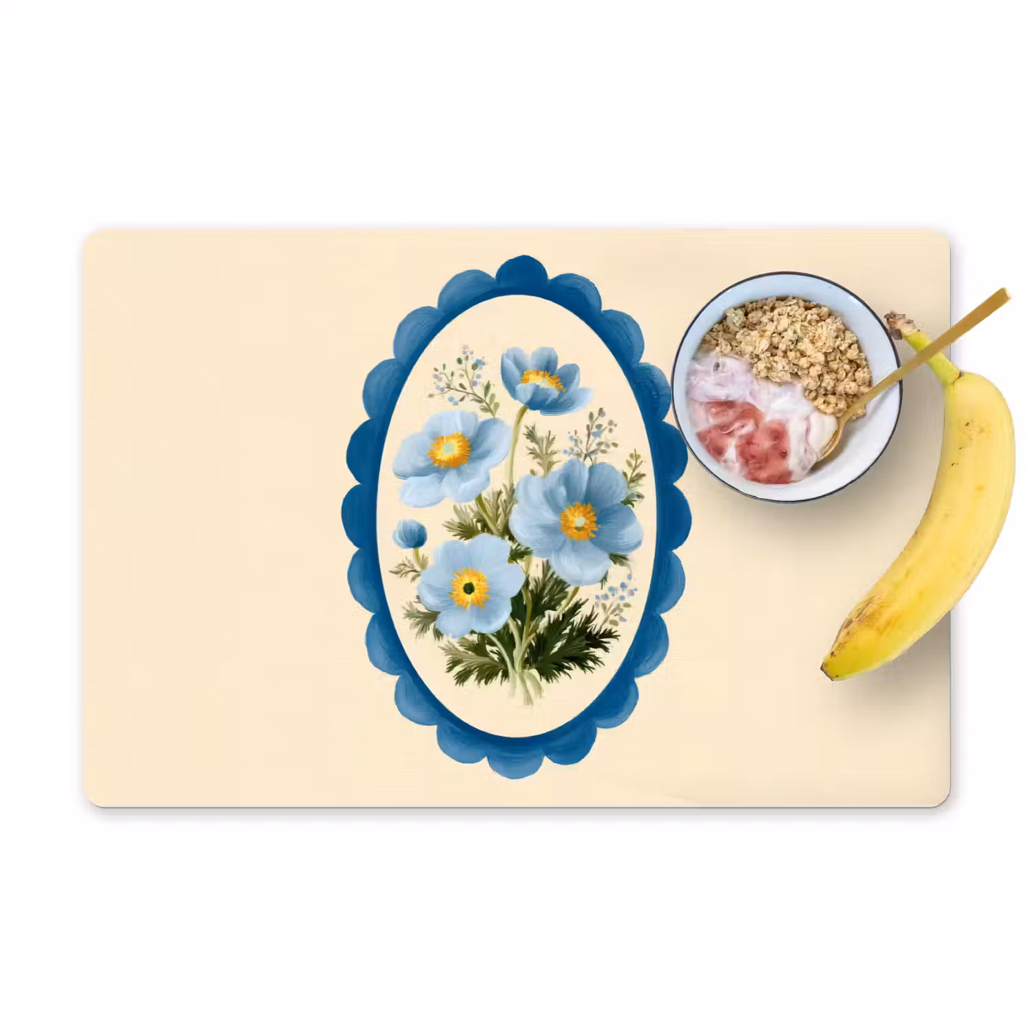 Lijst - Bloemen - Lichtblauw - Illustratie Placemat vinyl groot -zzzproduct_Kitchenyeah-website