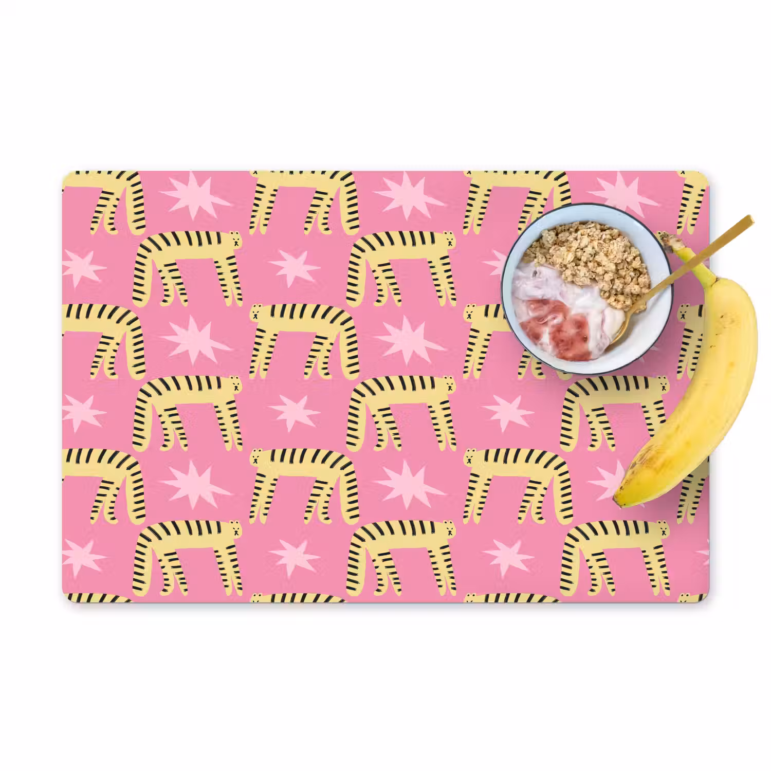 Langbenige -Tijgerkatten - Roze - Sterren Placemat vinyl groot 368 -zzzproduct_Kitchenyeah-website