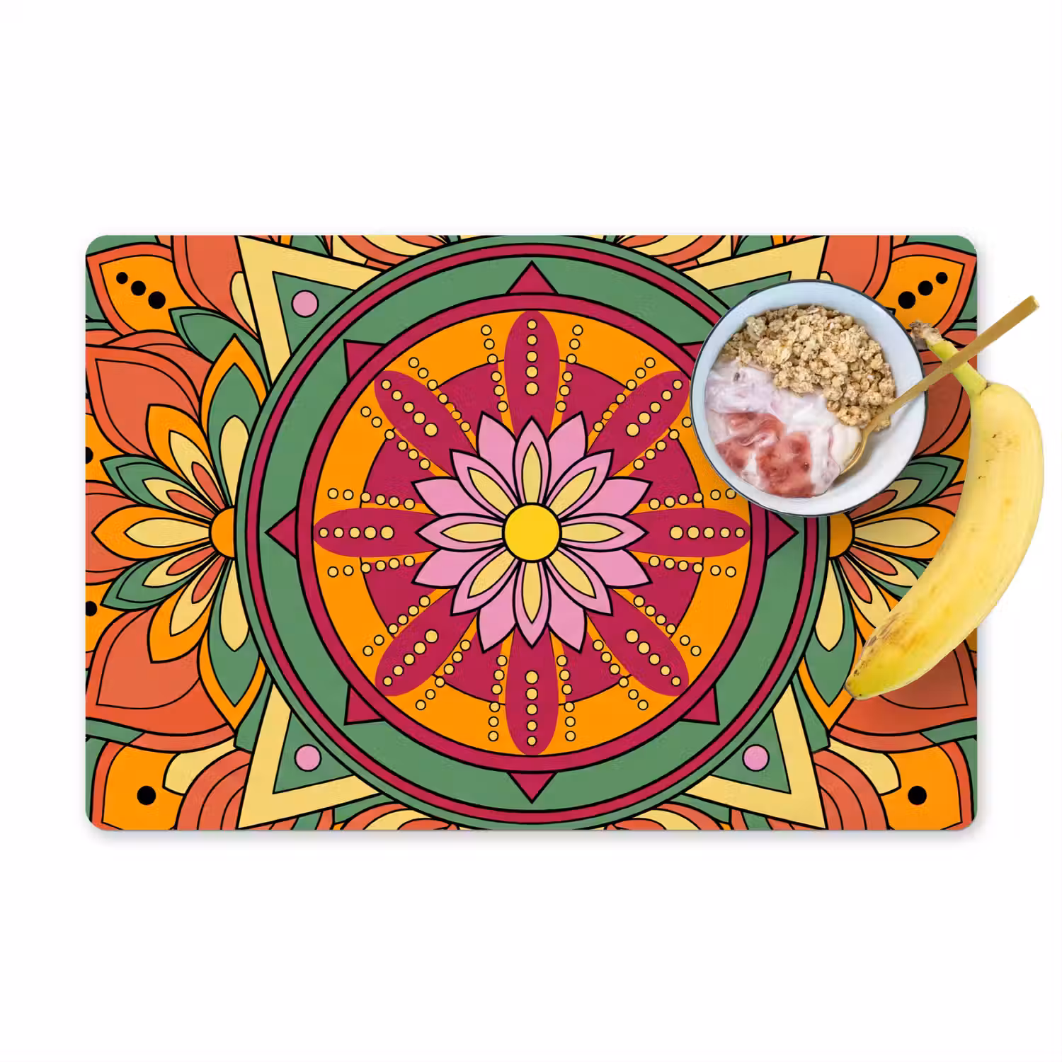 Mandala - Bloemen - Abstract - Kleurrijk Placemat vinyl groot -zzzproduct_Kitchenyeah-website