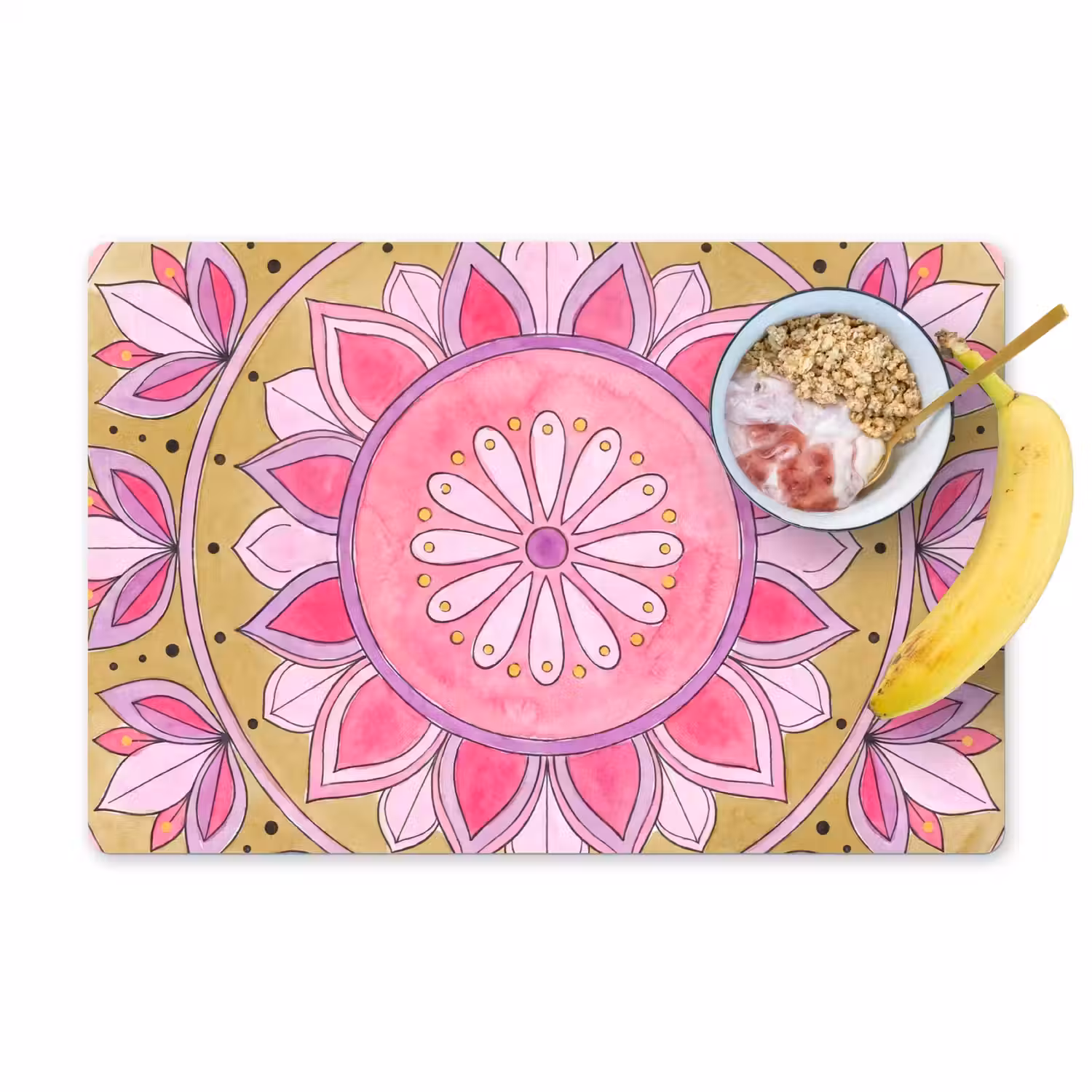 Mandala - Patroon - Kunst - Aquarel - Roze Placemat vinyl groot -zzzproduct_Kitchenyeah-website