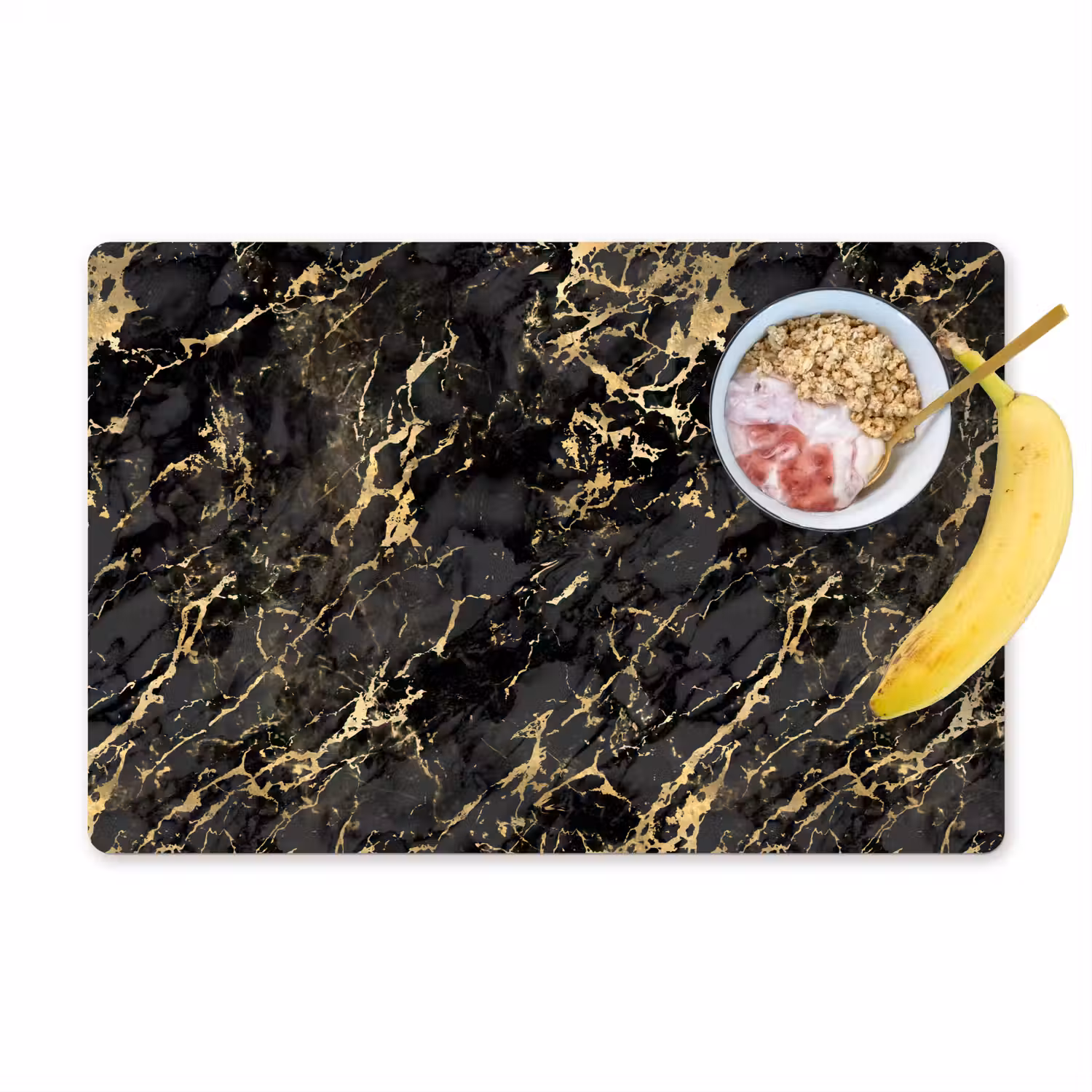Marmer - Zwart - Goudstructuur Placemat vinyl groot 368 -zzzproduct_Kitchenyeah-website