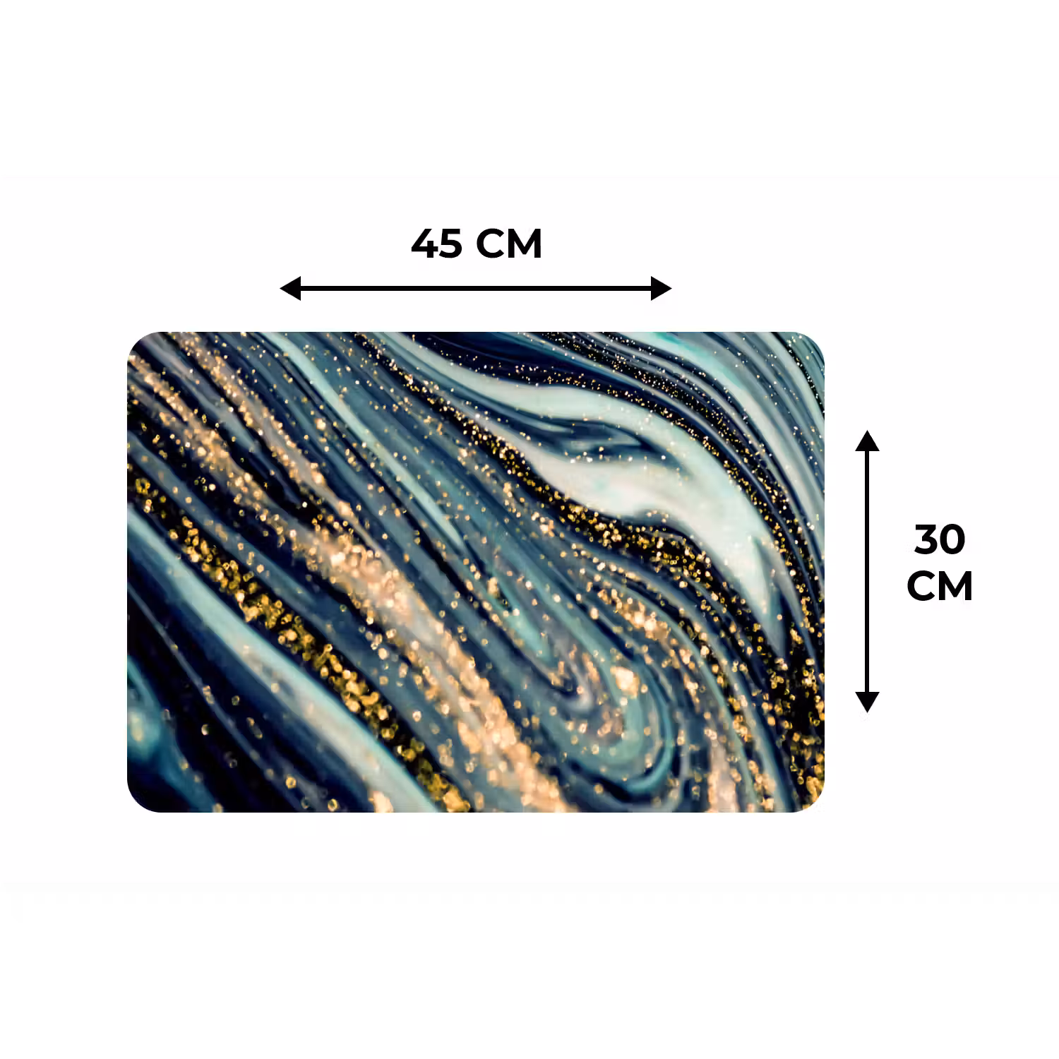 Marmer - Goud - Blauw - Glitter - Marmerlook - Abstract Placemat vinyl groot -specs