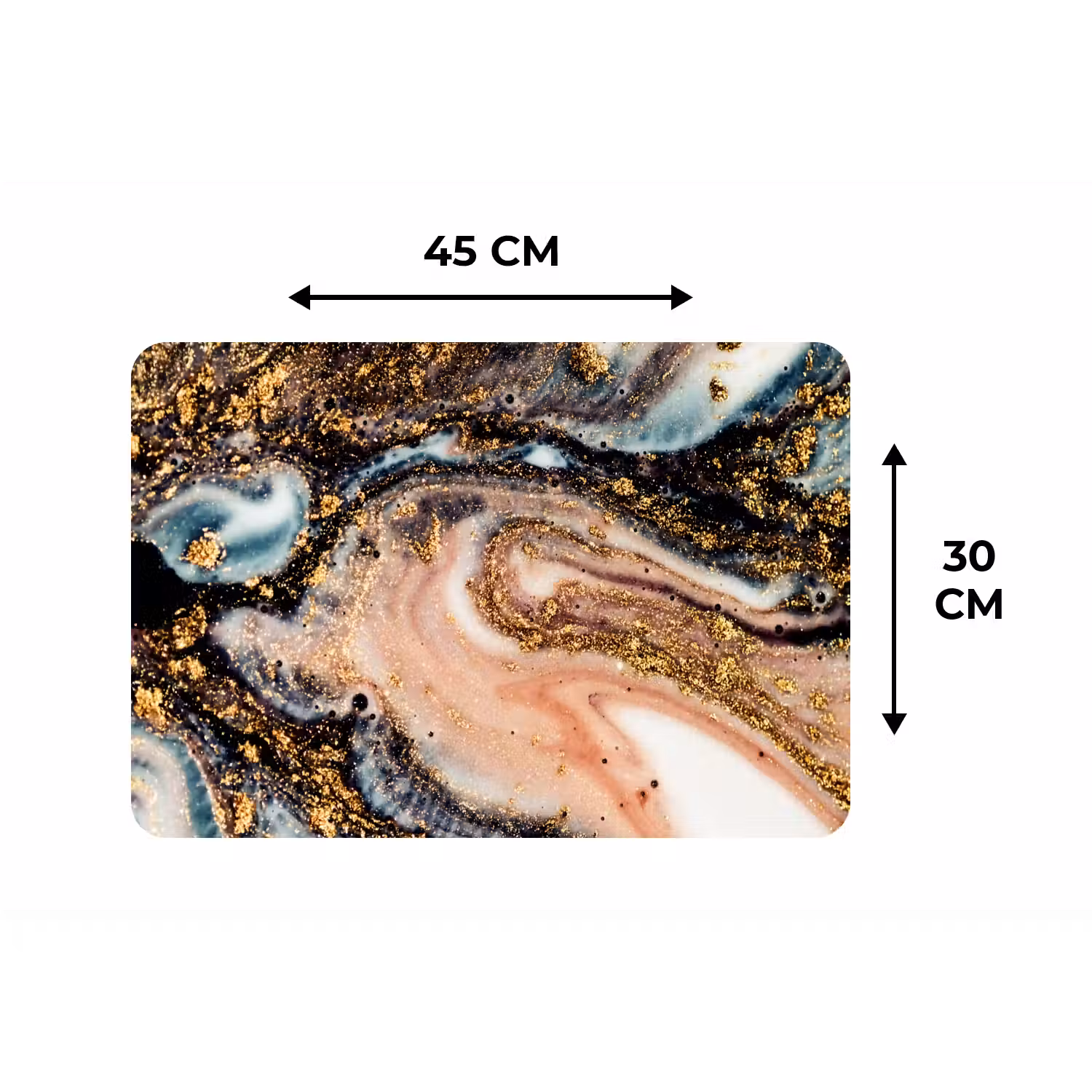Marmerlook - Goud - Zwart - Glitter - Chic Placemat vinyl groot -specs
