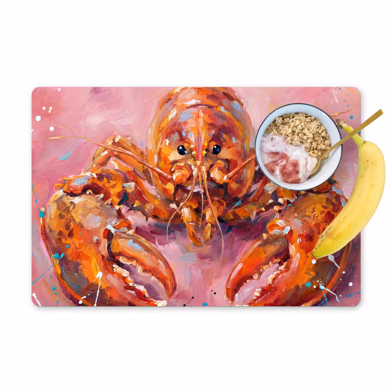 Zeeleven - Kreeft - Spatters - Abstract - Roze Placemat vinyl groot -zzzproduct_Kitchenyeah-website