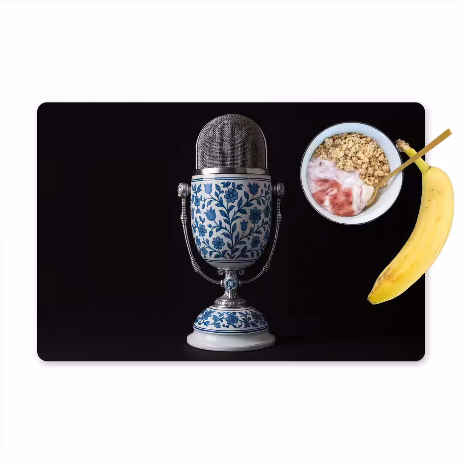Microfoon - Delfts blauw - Muziek Placemat vinyl groot -zzzproduct_Kitchenyeah-website