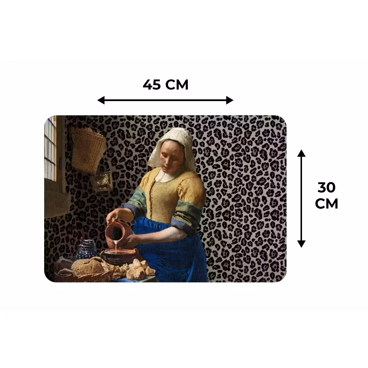 Melkmeisje - Kunst - Panterprint - Vermeer - Schilderij - Oude meesters Placemat vinyl groot -specs