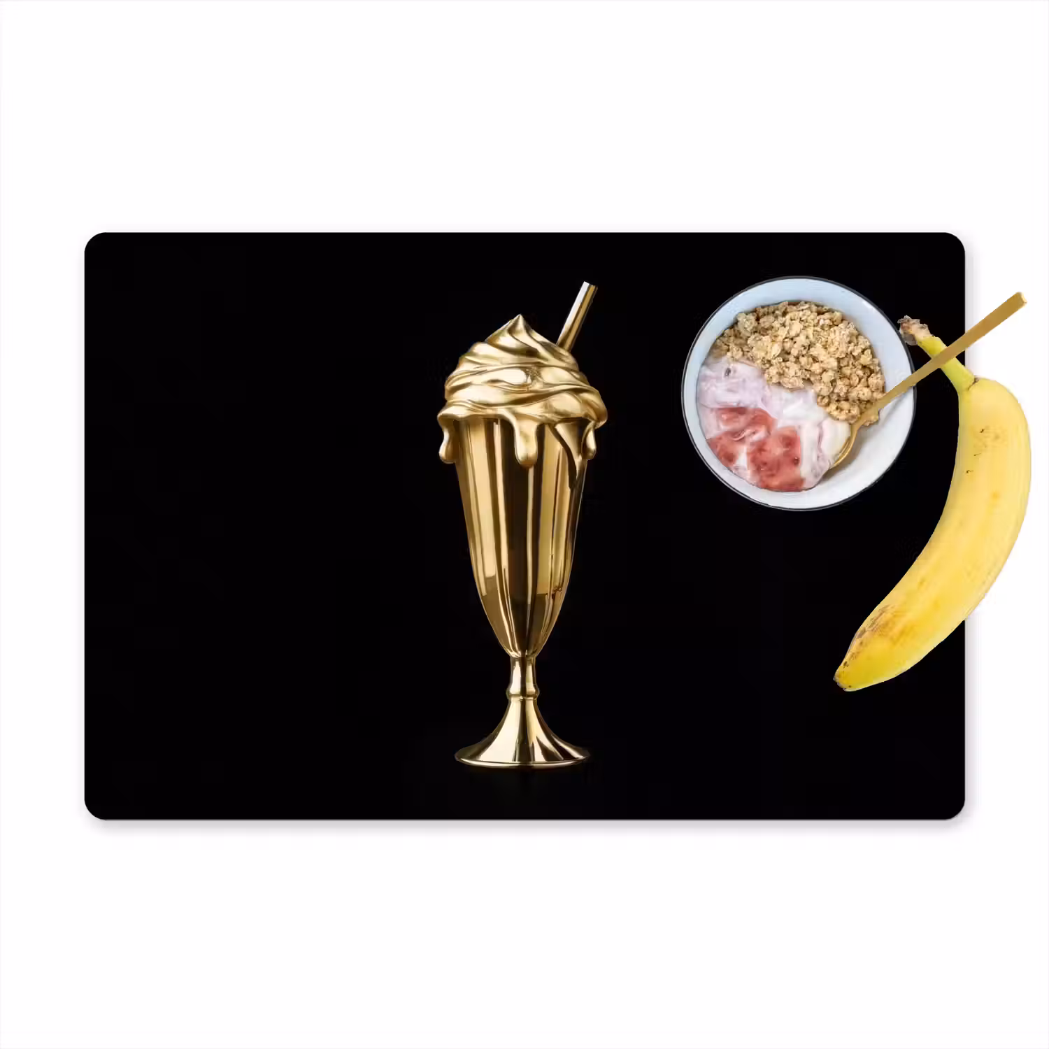 Milkshake - Goud - Drinken - Zwart Placemat vinyl groot -zzzproduct_Kitchenyeah-website