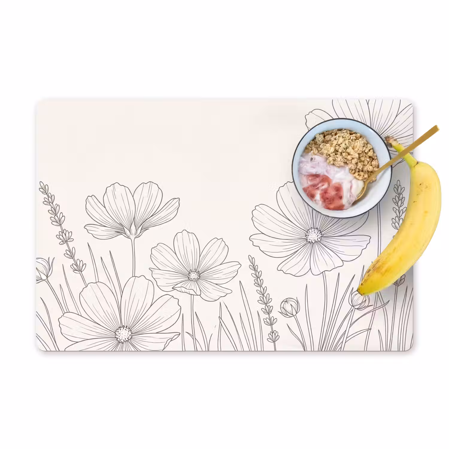 Minimalistisch - Modern - Bloemen - Beige Placemat vinyl groot -zzzproduct_Kitchenyeah-website