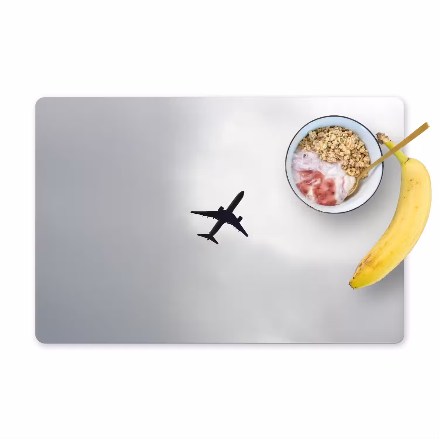 Minimalistisch - Silhouet - Zwart - Vliegtuig Placemat vinyl groot -zzzproduct_Kitchenyeah-website