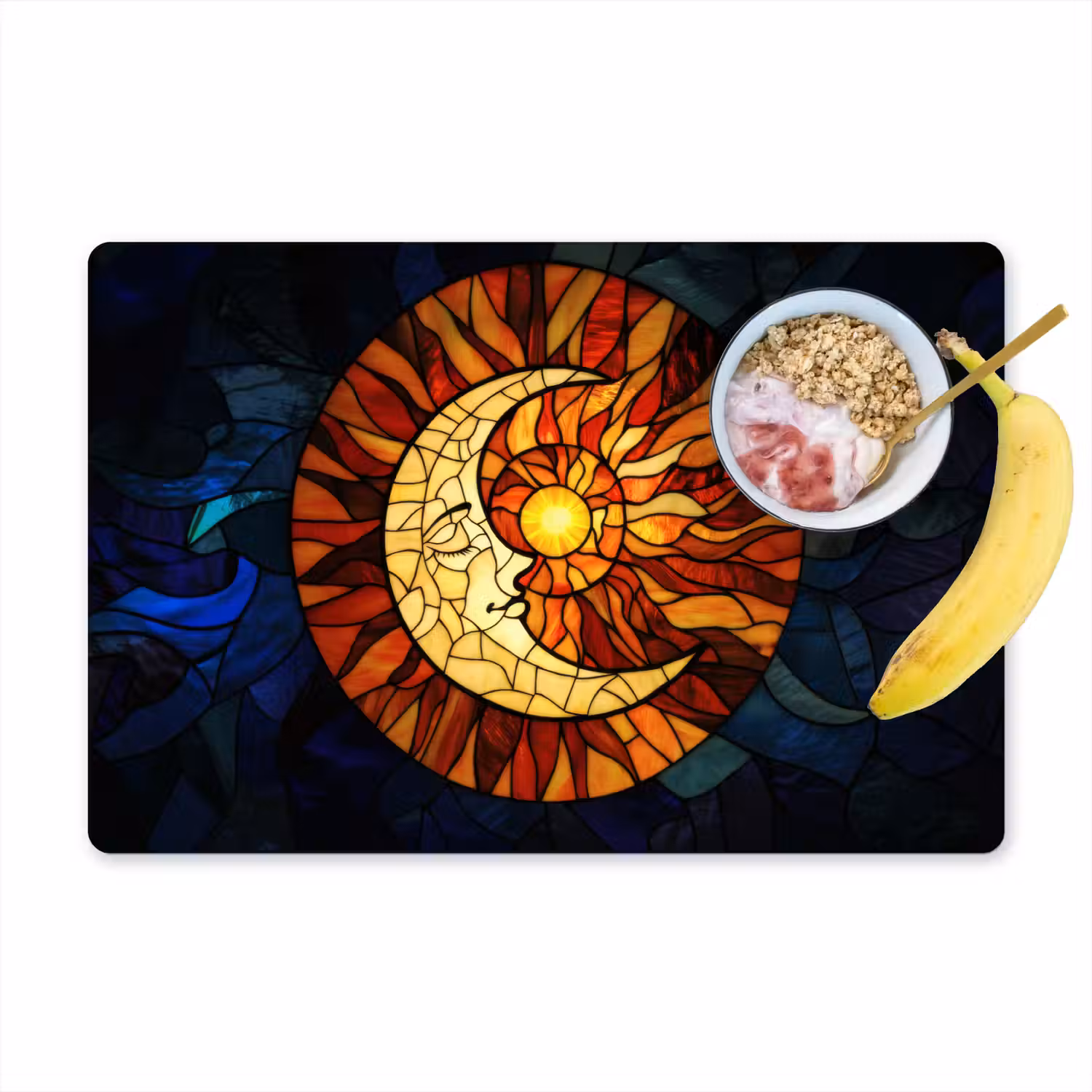 Mozaïek - Glas - Maan - Donkerblauw Placemat vinyl groot -zzzproduct_Kitchenyeah-website
