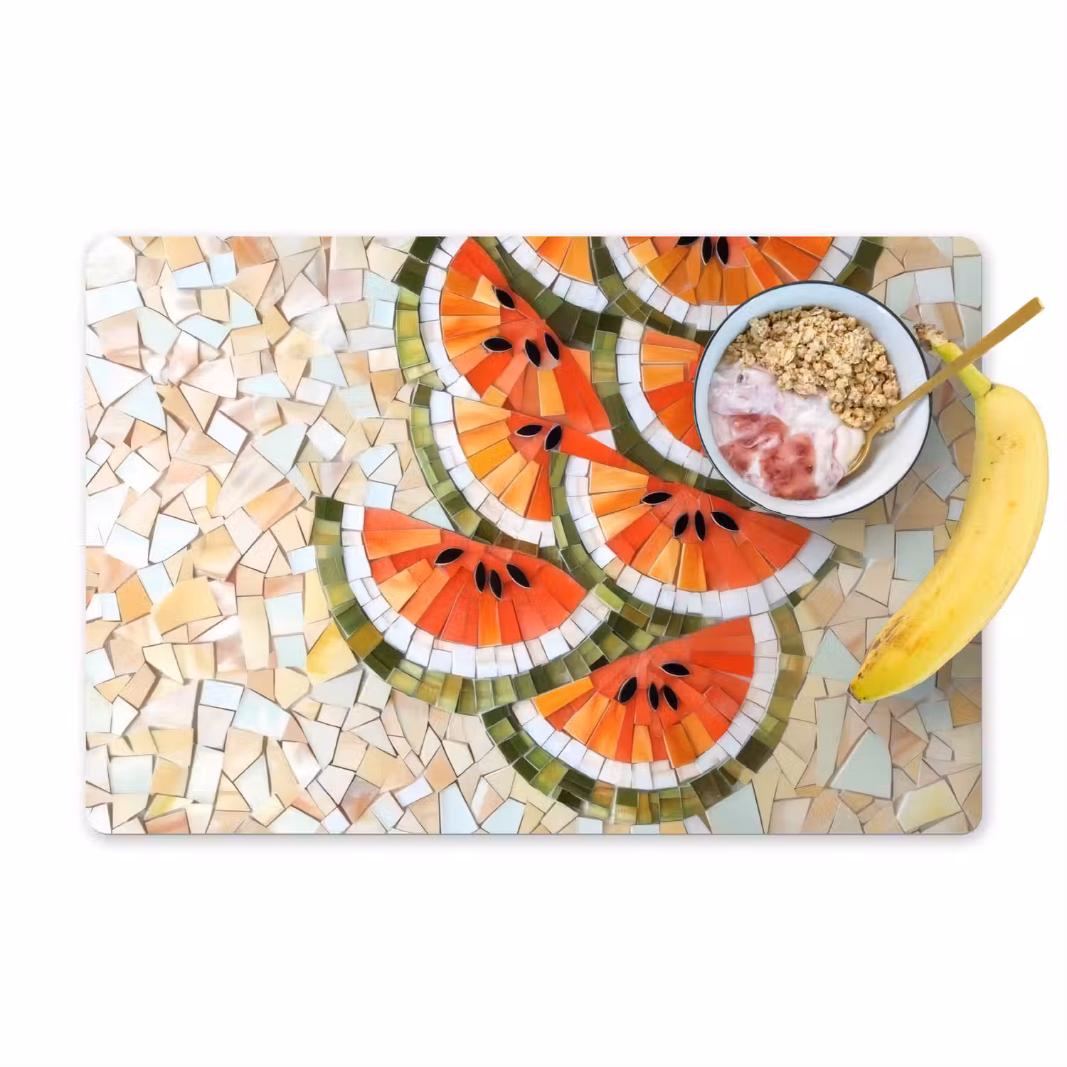 Mozaïek - Watermeloen - Rood - Pitten Placemat vinyl groot -zzzproduct_Kitchenyeah-website