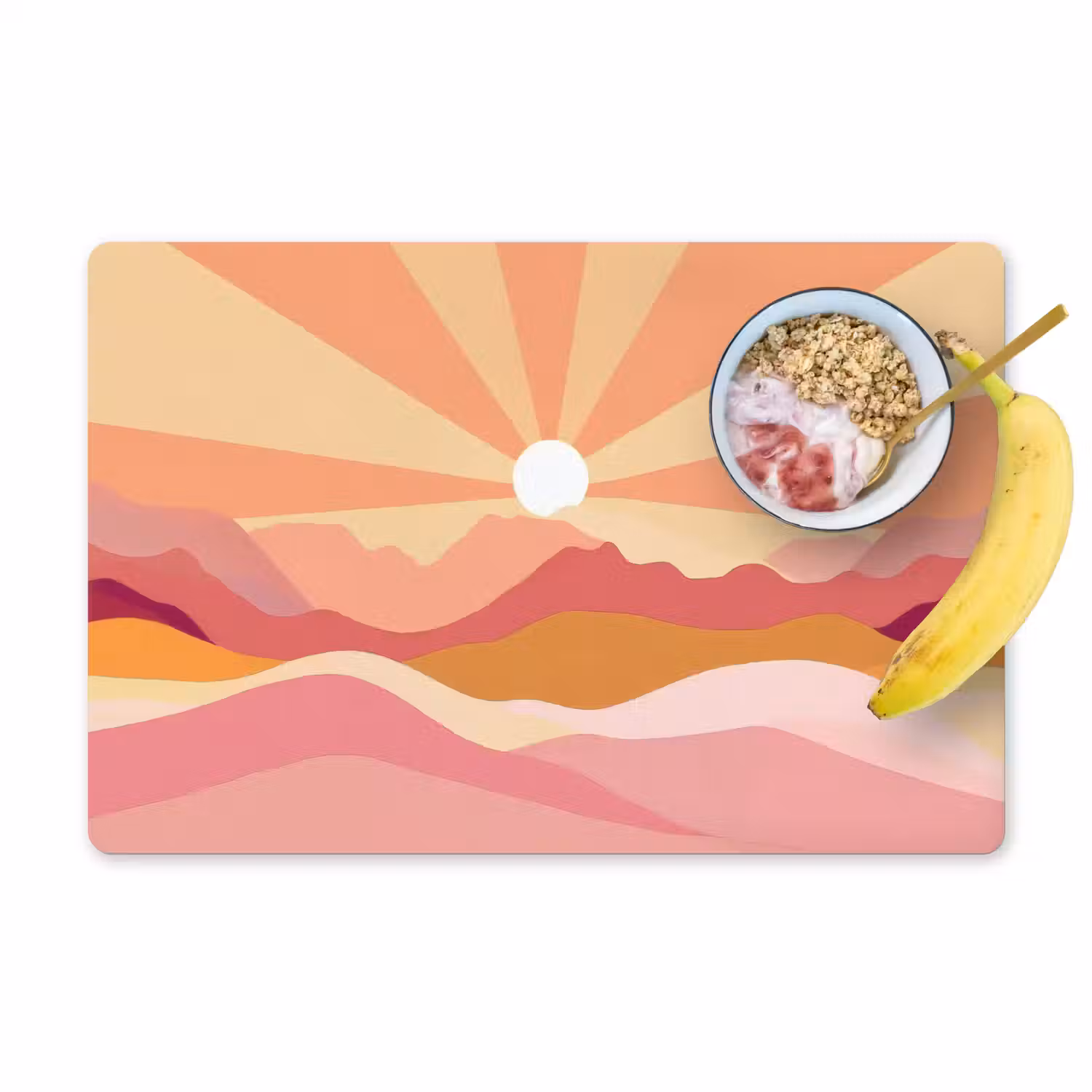 Bergen - Abstract - Zonnestralen - Roze Placemat vinyl groot -zzzproduct_Kitchenyeah-website
