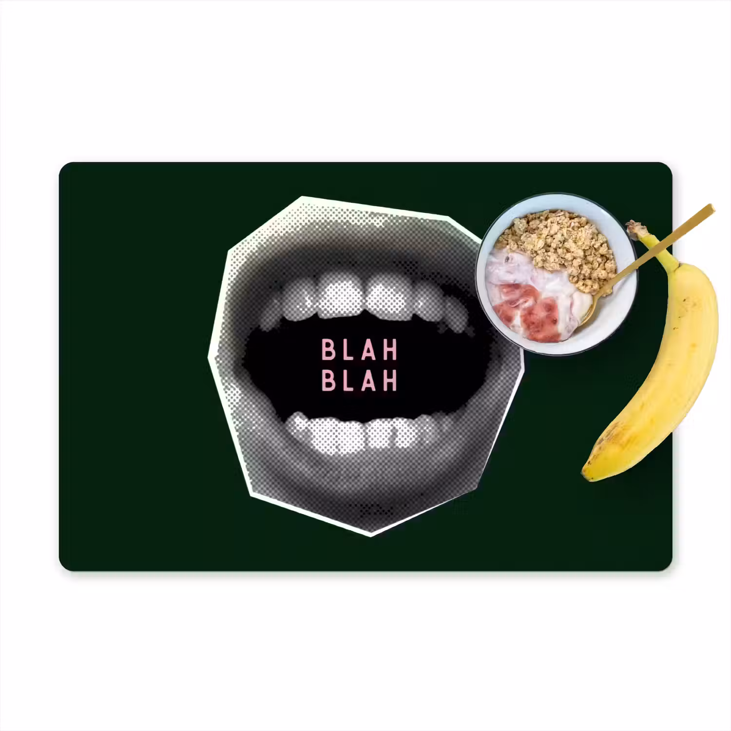 Mond - Groen - Illustratie - BLAH BLAH Placemat vinyl groot -zzzproduct_Kitchenyeah-website