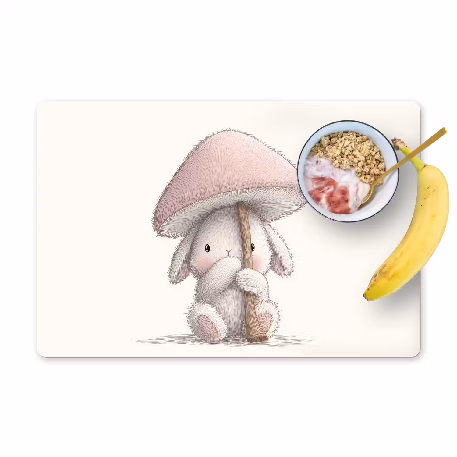 Paddenstoel - Konijn - Roze Placemat vinyl groot -zzzproduct_Kitchenyeah-website