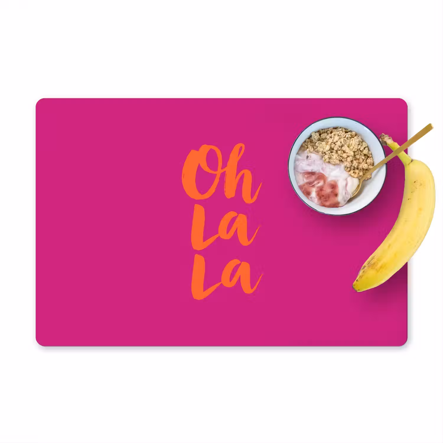 Oh la la - Roze - Oranje - Minimalistisch Placemat vinyl groot -zzzproduct_Kitchenyeah-website