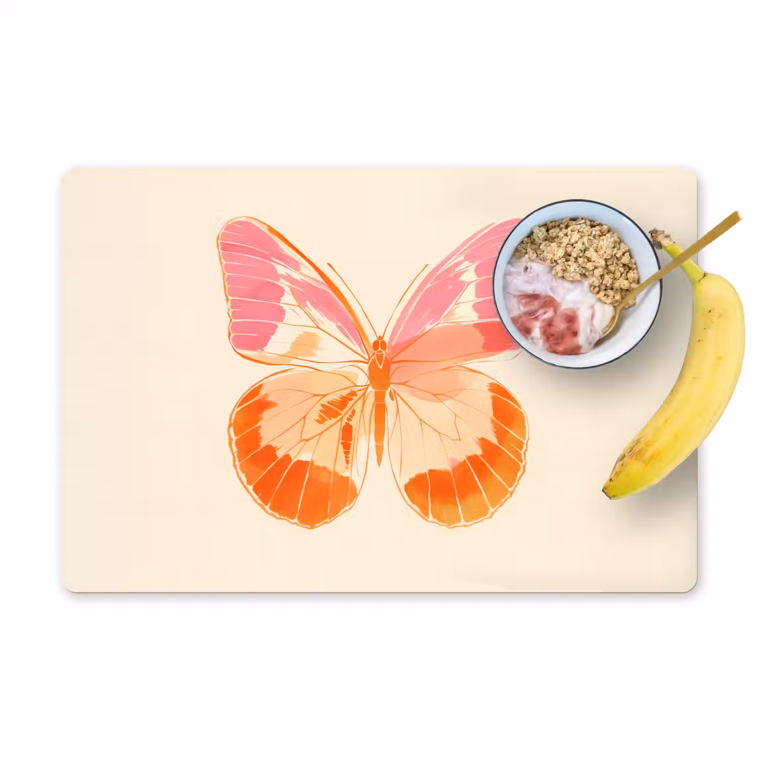 Oranje - Vlinder - Minimalistisch Placemat vinyl groot -zzzproduct_Kitchenyeah-website