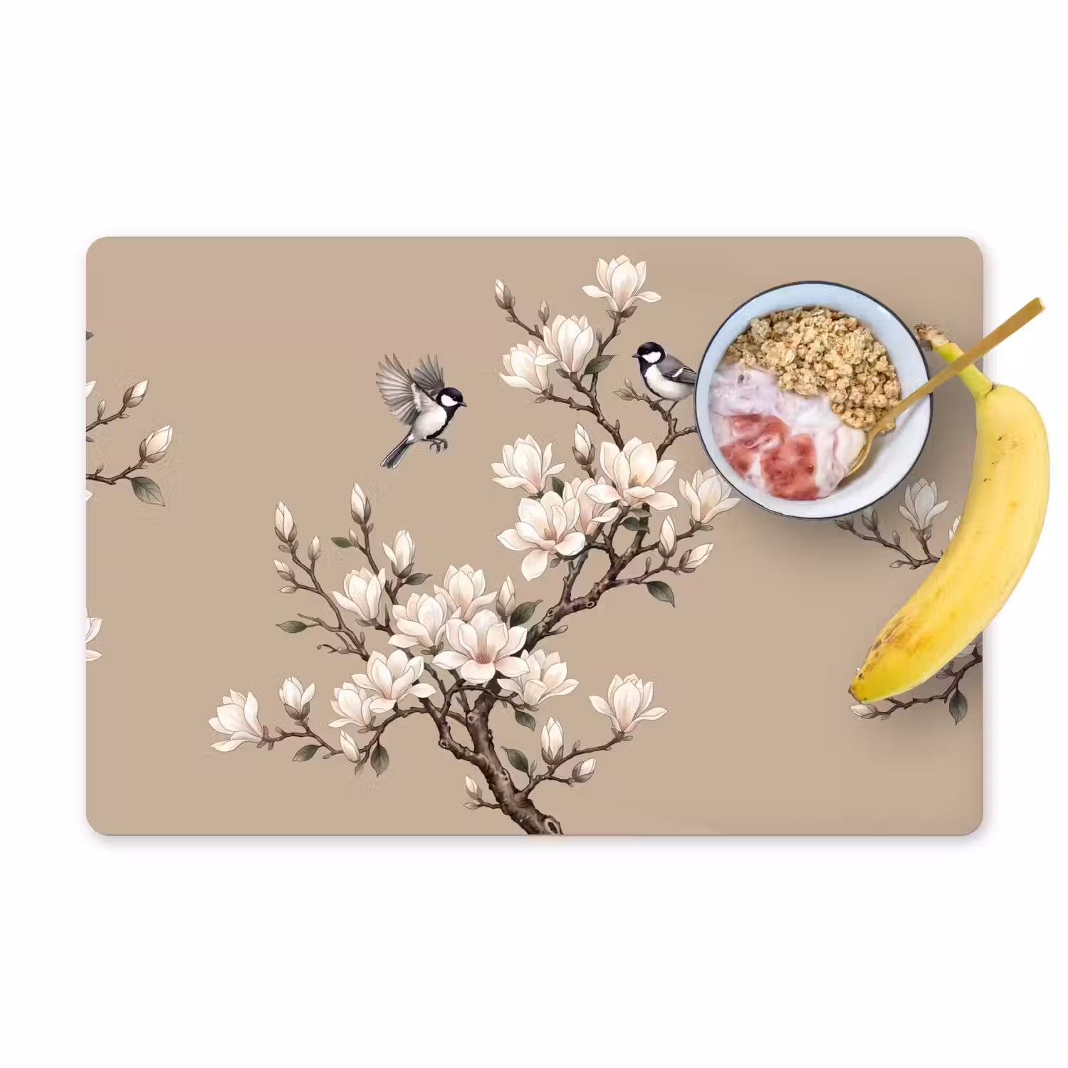 Oosters - Vogels - Beige Placemat vinyl groot -zzzproduct_Kitchenyeah-website