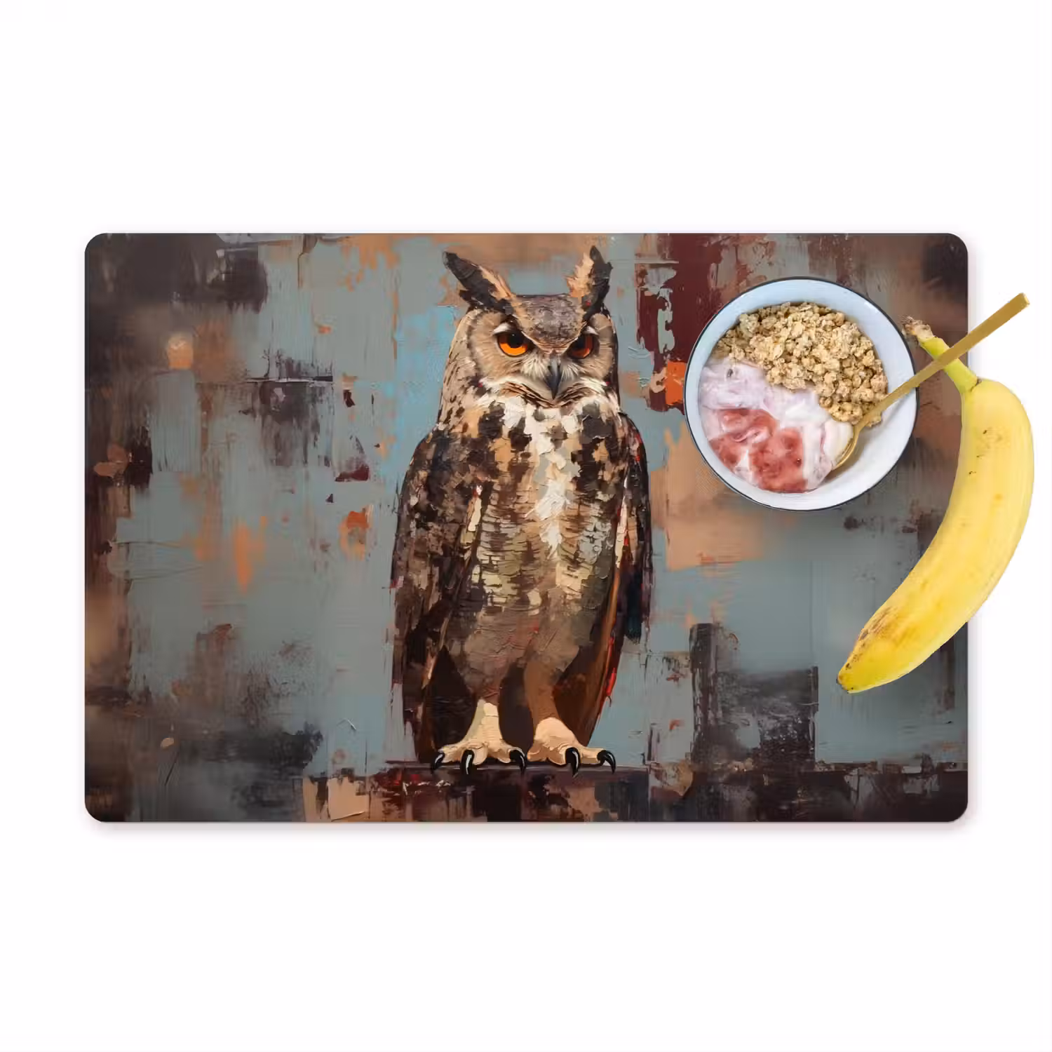 Geschilderd - Abstract - Uil - Bruin Placemat vinyl groot -zzzproduct_Kitchenyeah-website