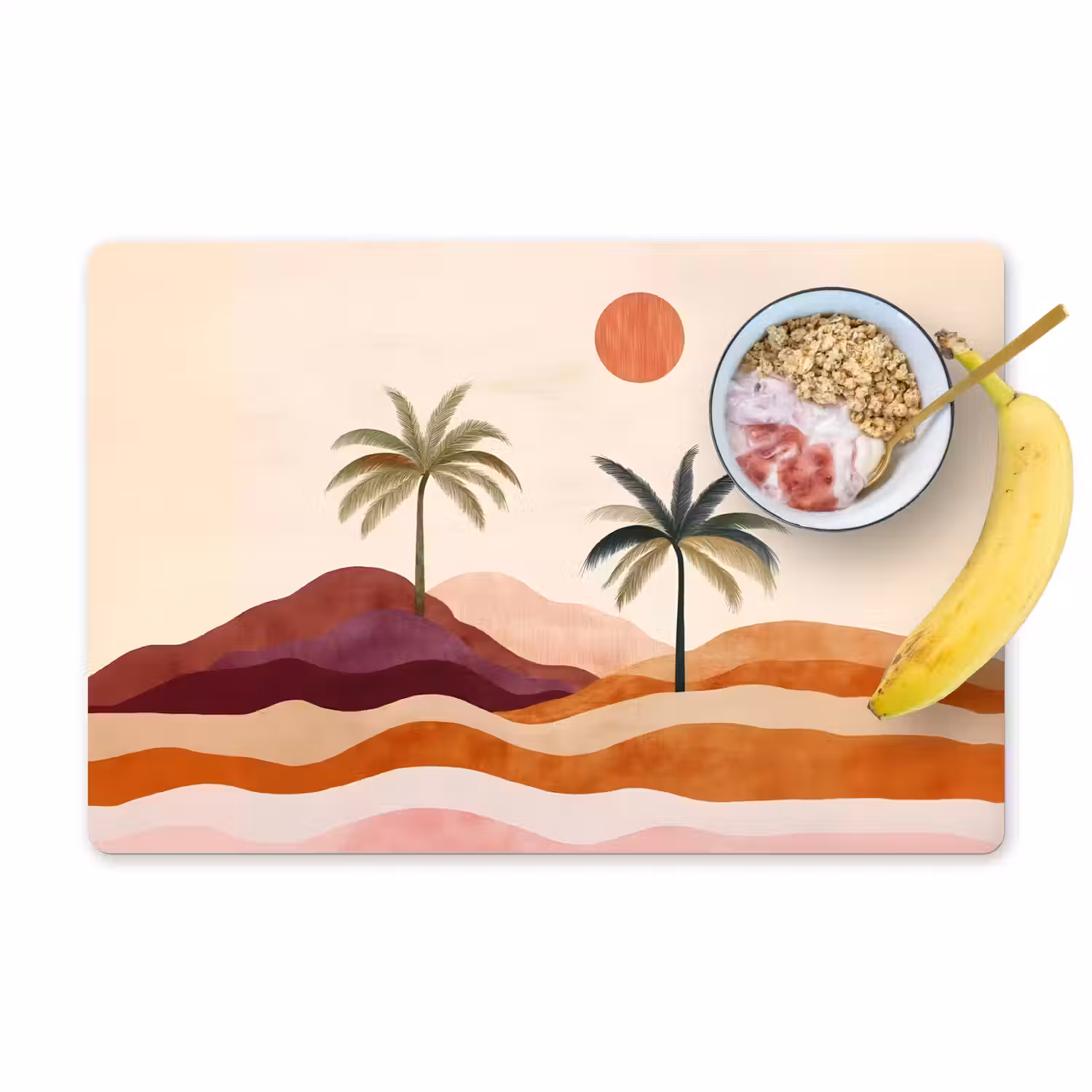 Palmbomen - Abstract - Zon - Heuvels Placemat vinyl groot -zzzproduct_Kitchenyeah-website