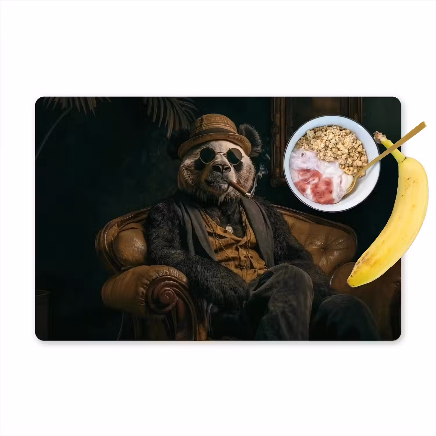 Panda - Hoed - Bril - Pak Placemat vinyl groot -zzzproduct_Kitchenyeah-website
