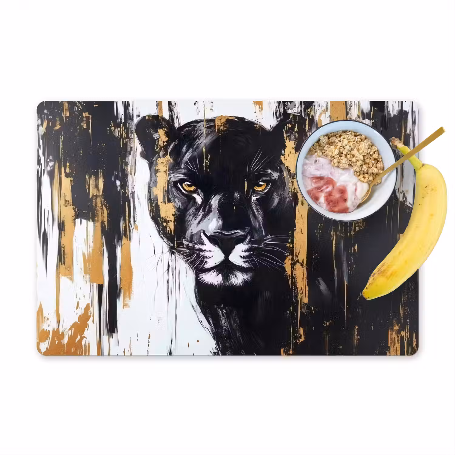 Panter - Zwart - Abstract - Verfstreken Placemat vinyl groot -zzzproduct_Kitchenyeah-website
