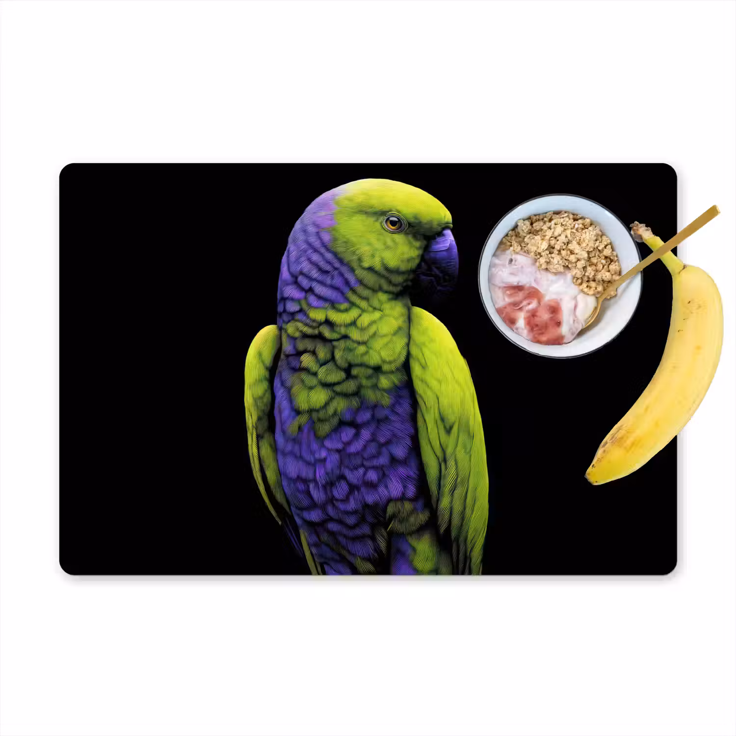 Papegaai - Veren - Opvallend - Groen Placemat vinyl groot -zzzproduct_Kitchenyeah-website