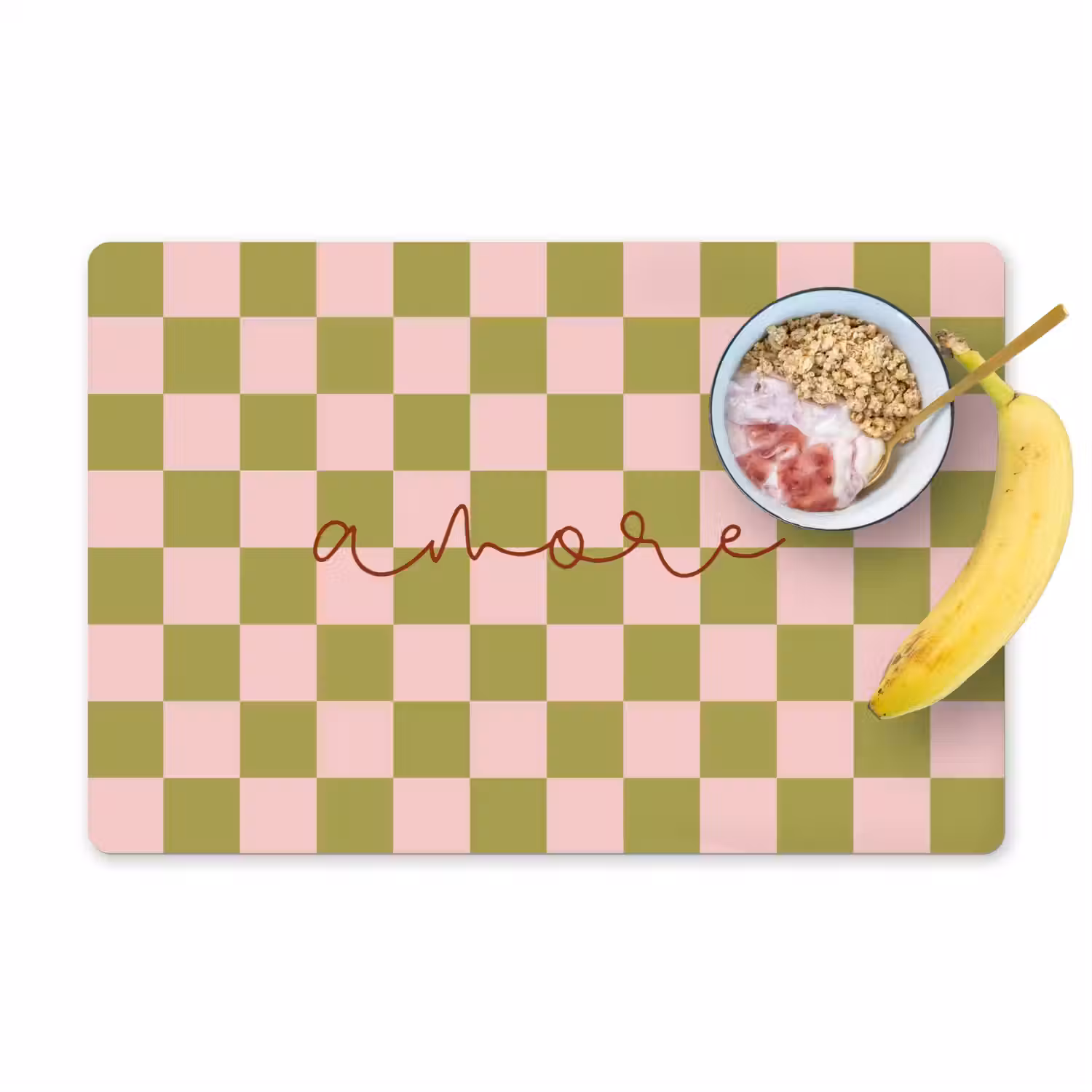 Patroon - Geblokt - Olijfgroen - Amore Placemat vinyl groot -zzzproduct_Kitchenyeah-website