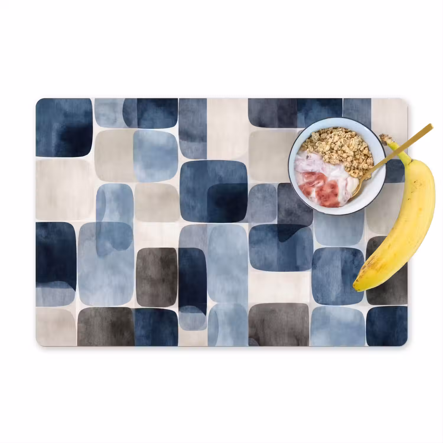 Patroon - Blauw - Vierkanten Placemat vinyl groot -zzzproduct_Kitchenyeah-website