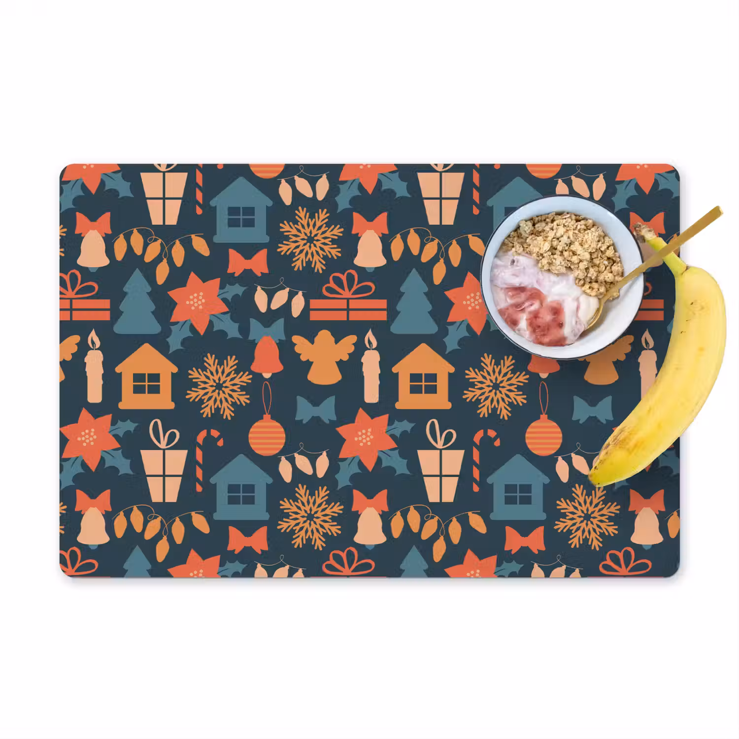 Patroon - Kerst - Symbolen - Blauw Placemat vinyl groot 368 -zzzproduct_Kitchenyeah-website