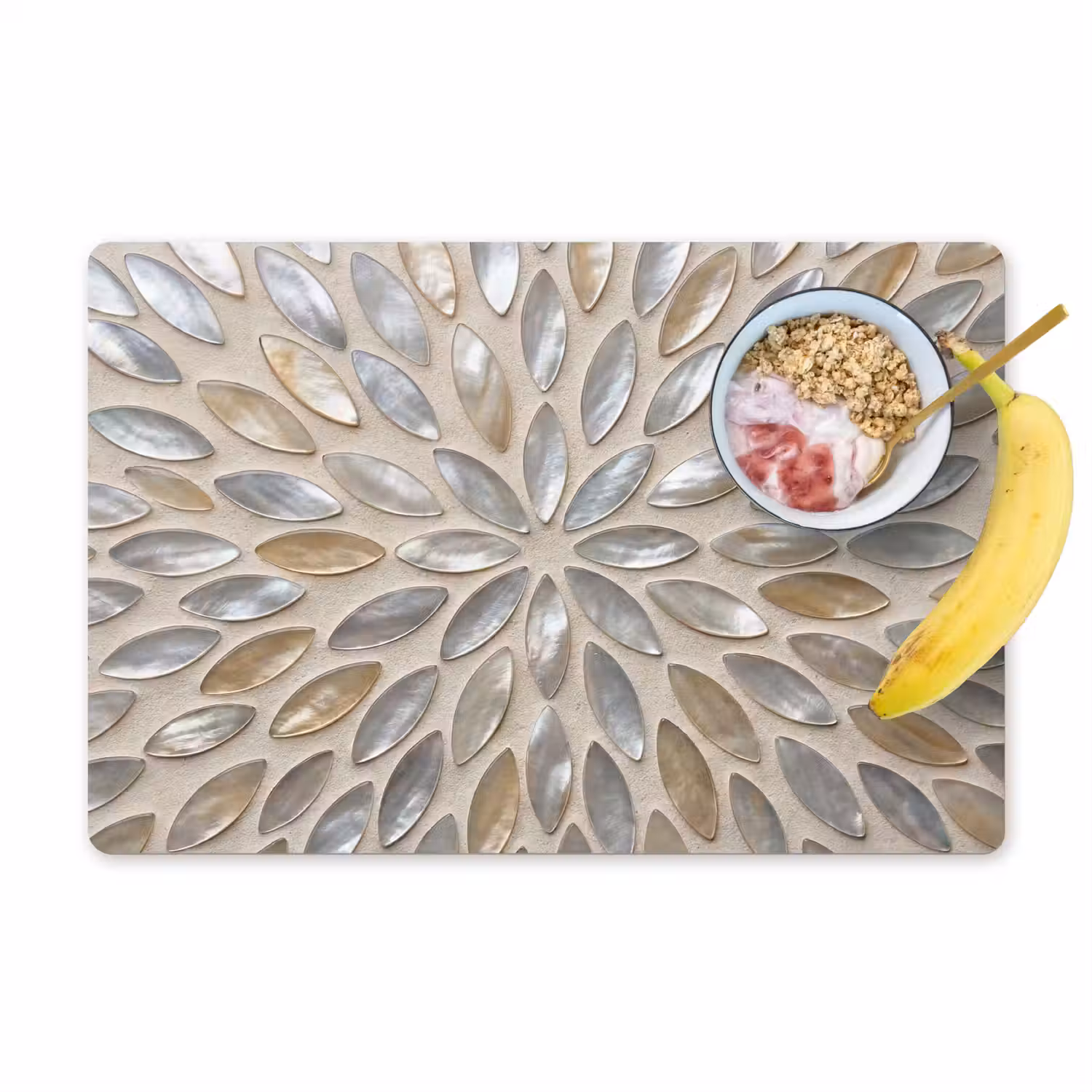 Patroon - Ovaal - Glanzend - Abstract - Beige Placemat vinyl groot -zzzproduct_Kitchenyeah-website