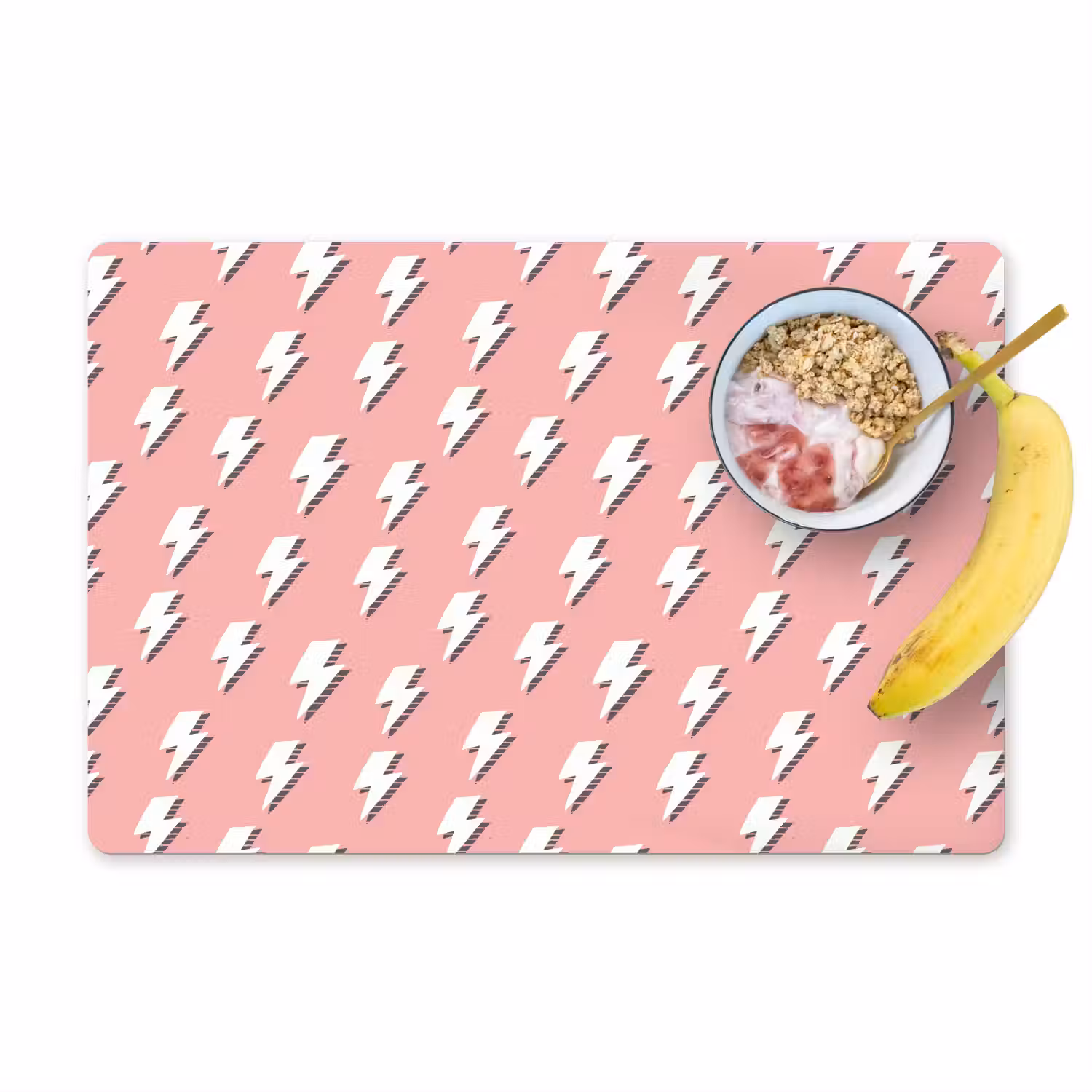 Patroon - Wit - Bliksem - Roze Placemat vinyl groot 368 -zzzproduct_Kitchenyeah-website