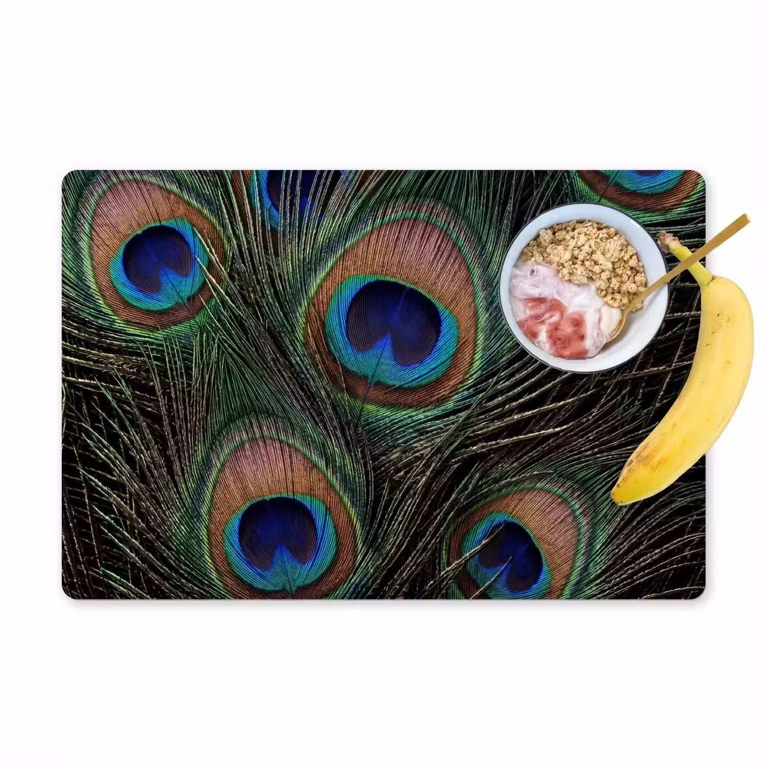 Pauwenveren - Klassiek - Groen Placemat vinyl groot -zzzproduct_Kitchenyeah-website