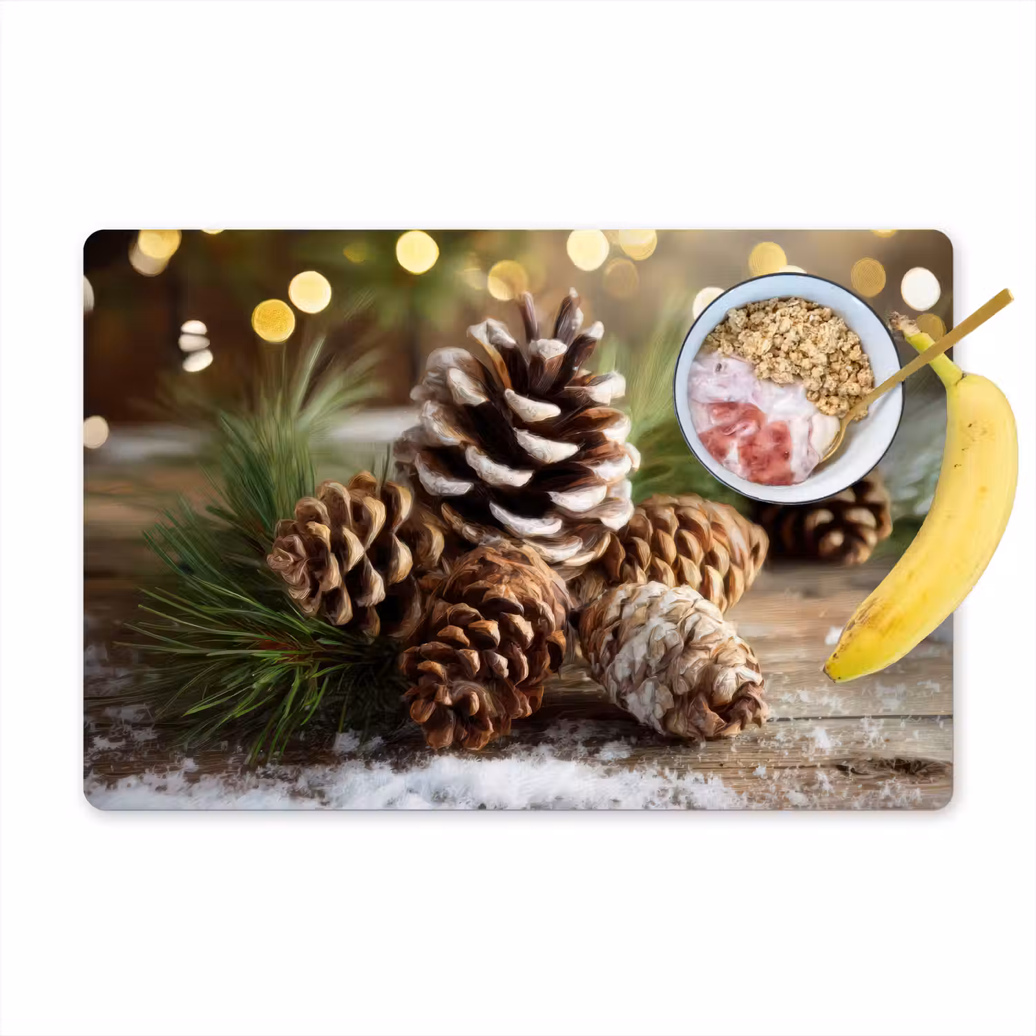 Dennenappels - Kerstsfeer - Bruin - Groen Placemat vinyl groot -zzzproduct_Kitchenyeah-website