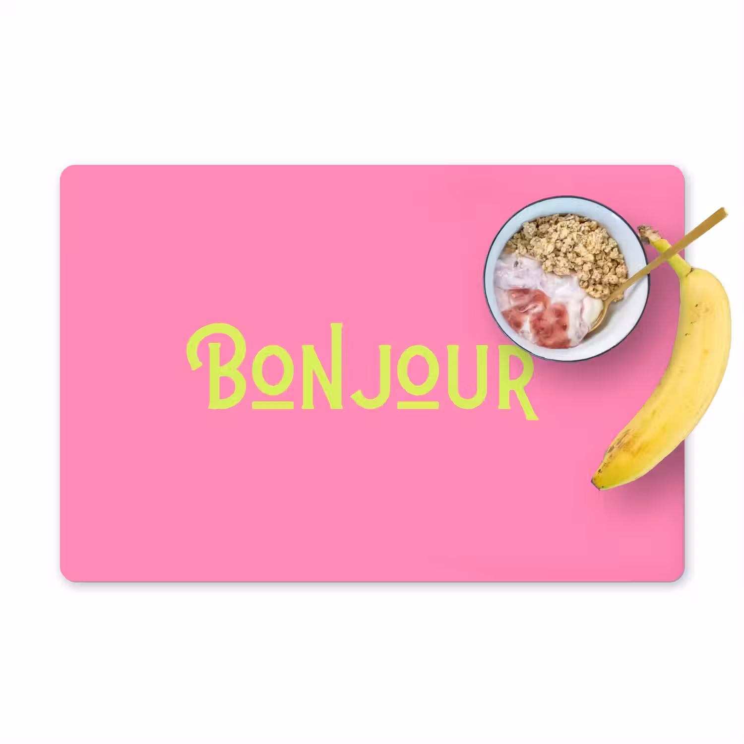 Roze - Groene Bonjour - art-deco Placemat vinyl groot -zzzproduct_Kitchenyeah-website